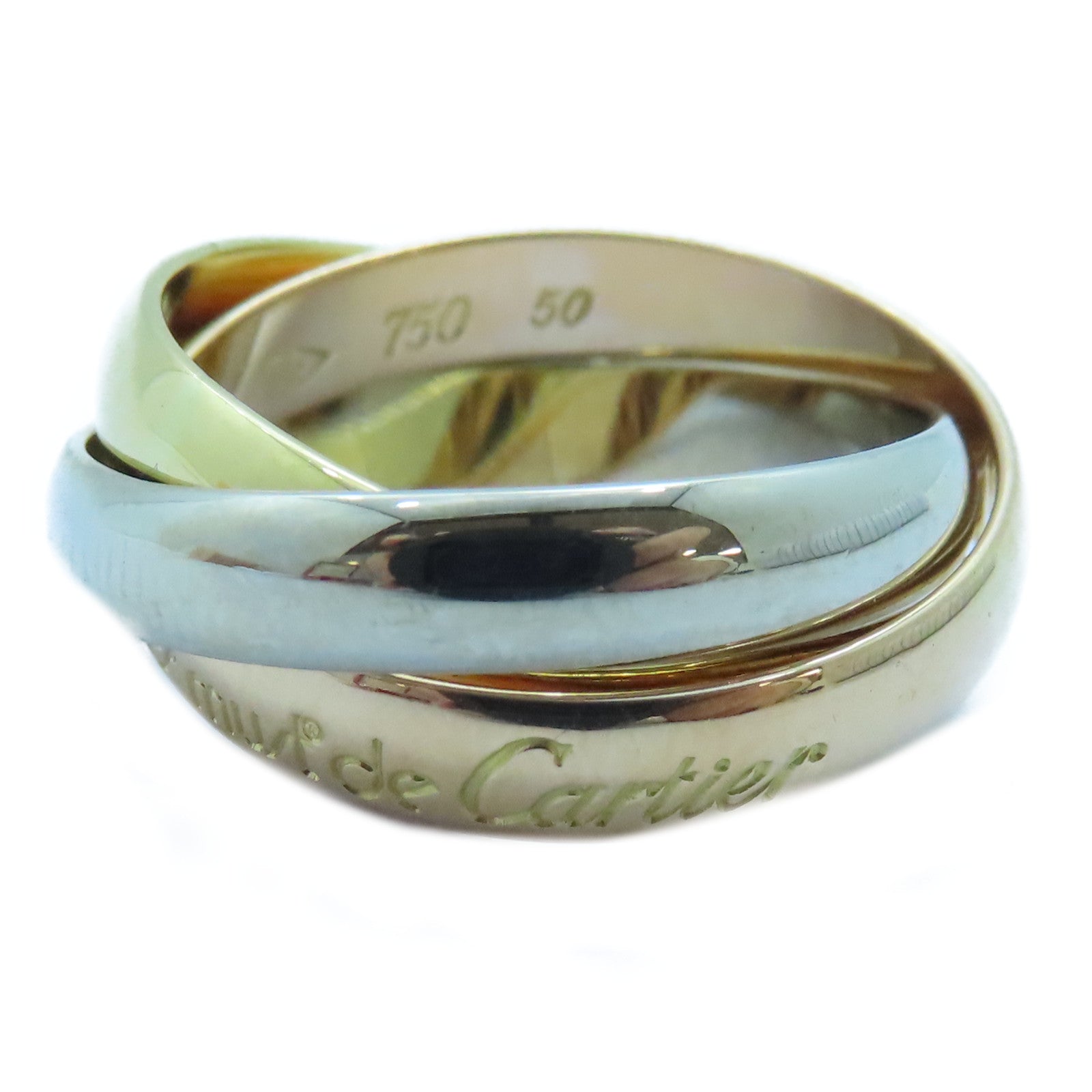 CARTIER 18K黃金/白金/玫瑰金Trinity戒指Cartier#50/US#5.25