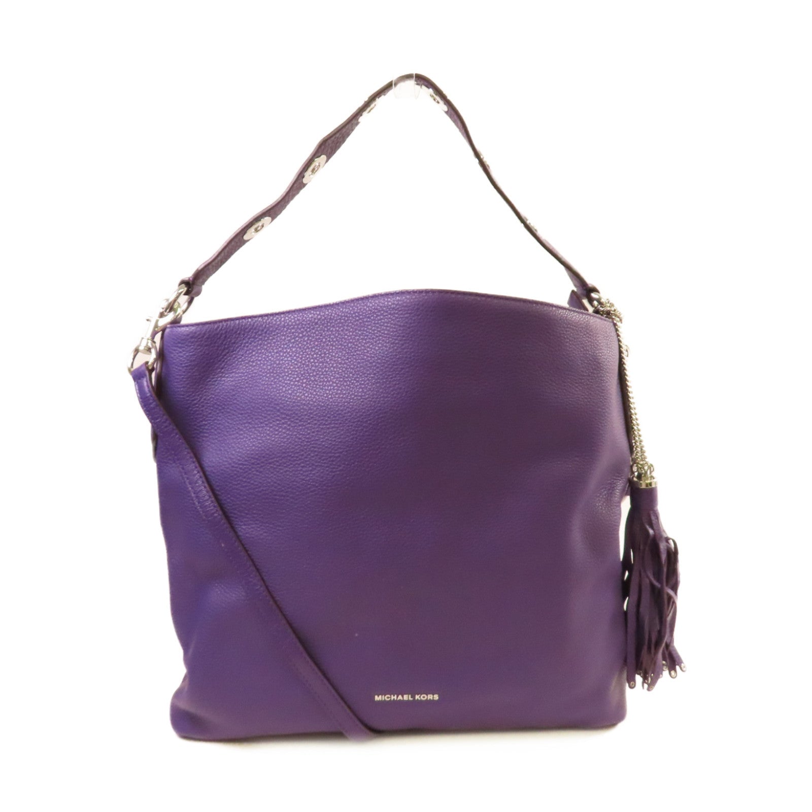 Michael Kors 牛皮皮革2Way Shoulder Bag銀扣手挽肩背兩用袋紫色