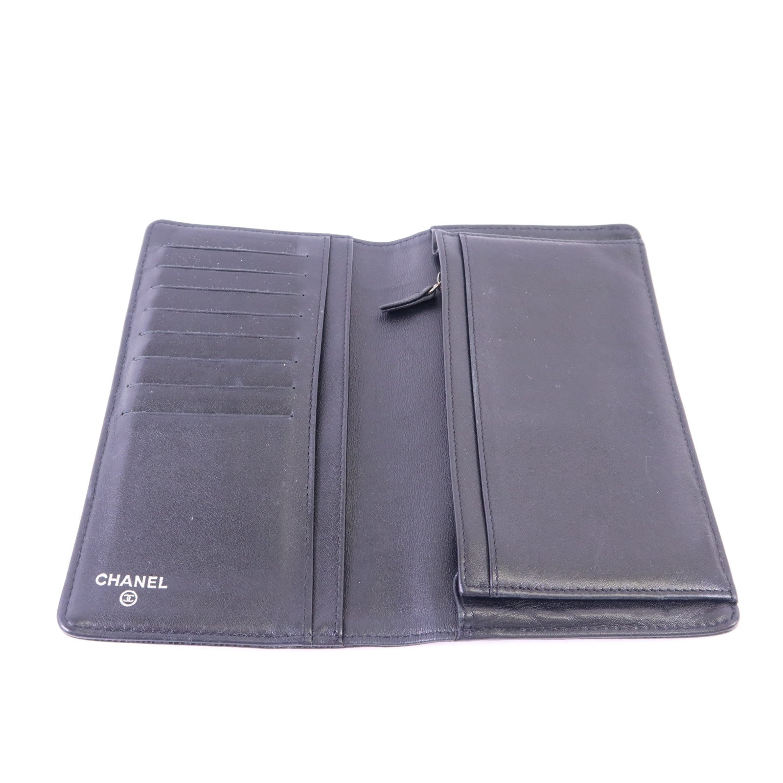 CHANEL 【激減優惠】牛皮皮革Long Bifold Wallet銀扣長錢包