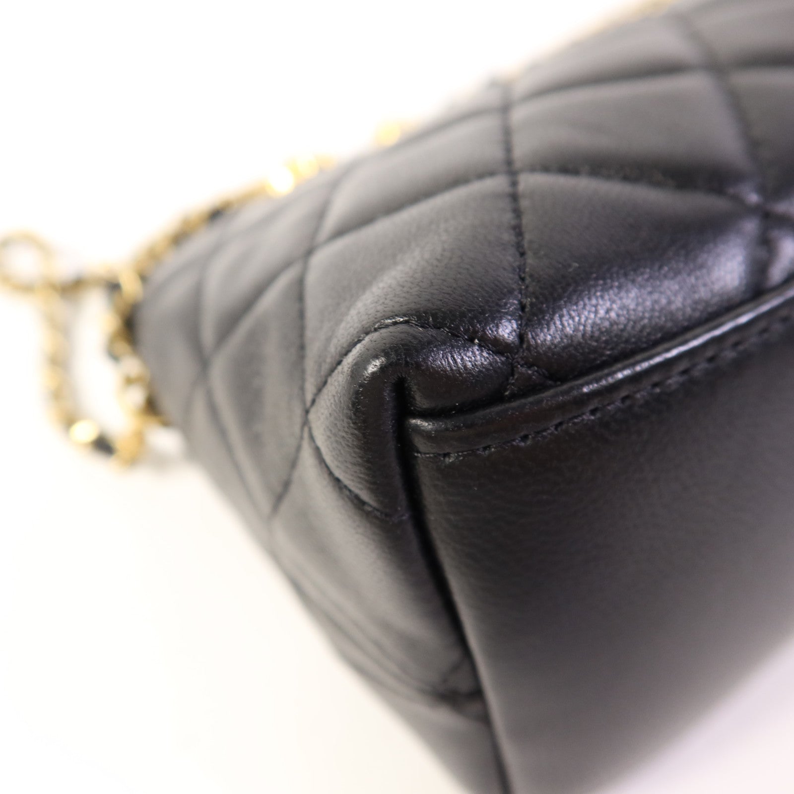 CHANEL 羊皮皮革Handbag金扣手挽袋