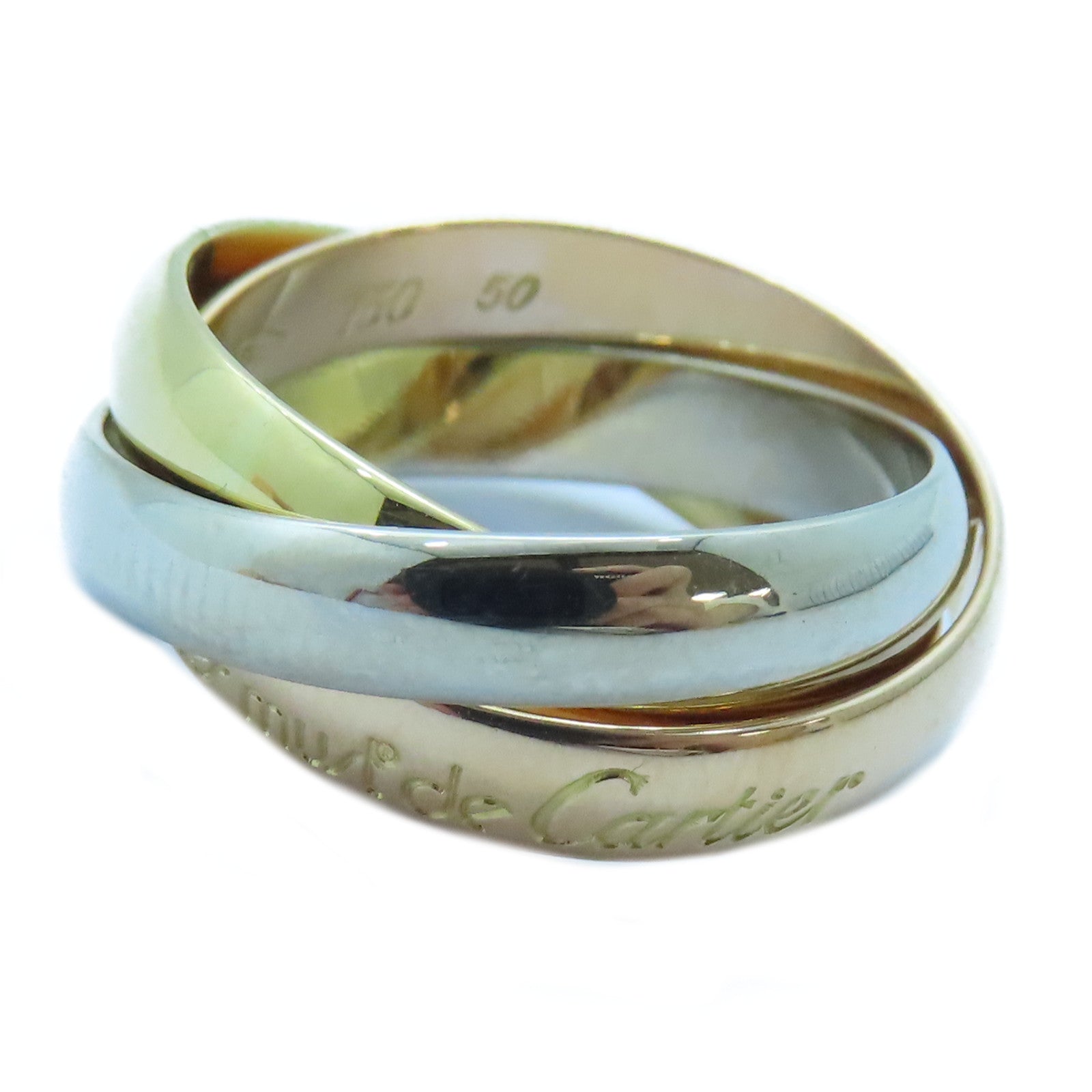 CARTIER 18K黃金/白金/玫瑰金Trinity戒指Cartier#50/US#5.25