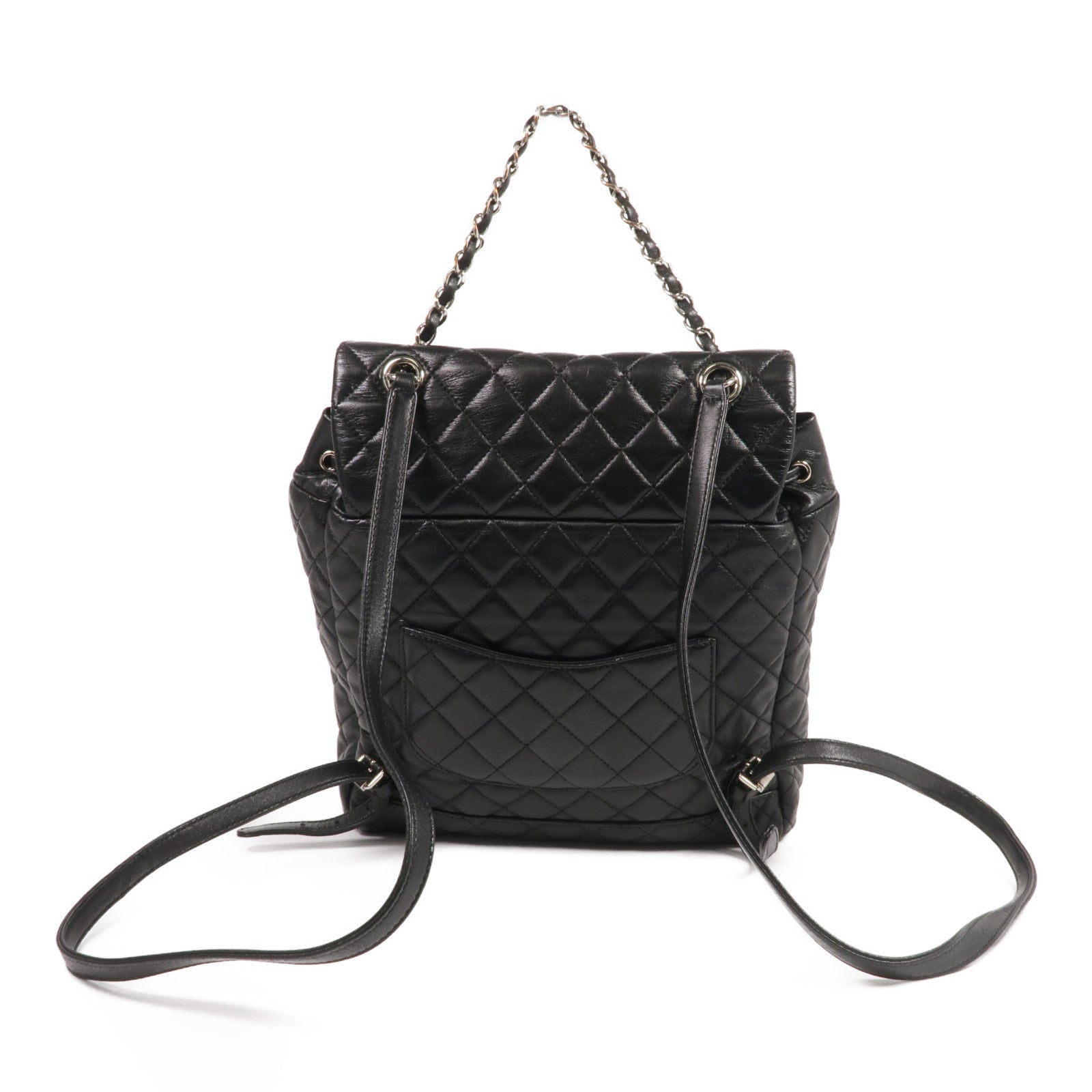 CHANEL 羊皮皮革Backpack銀扣背包