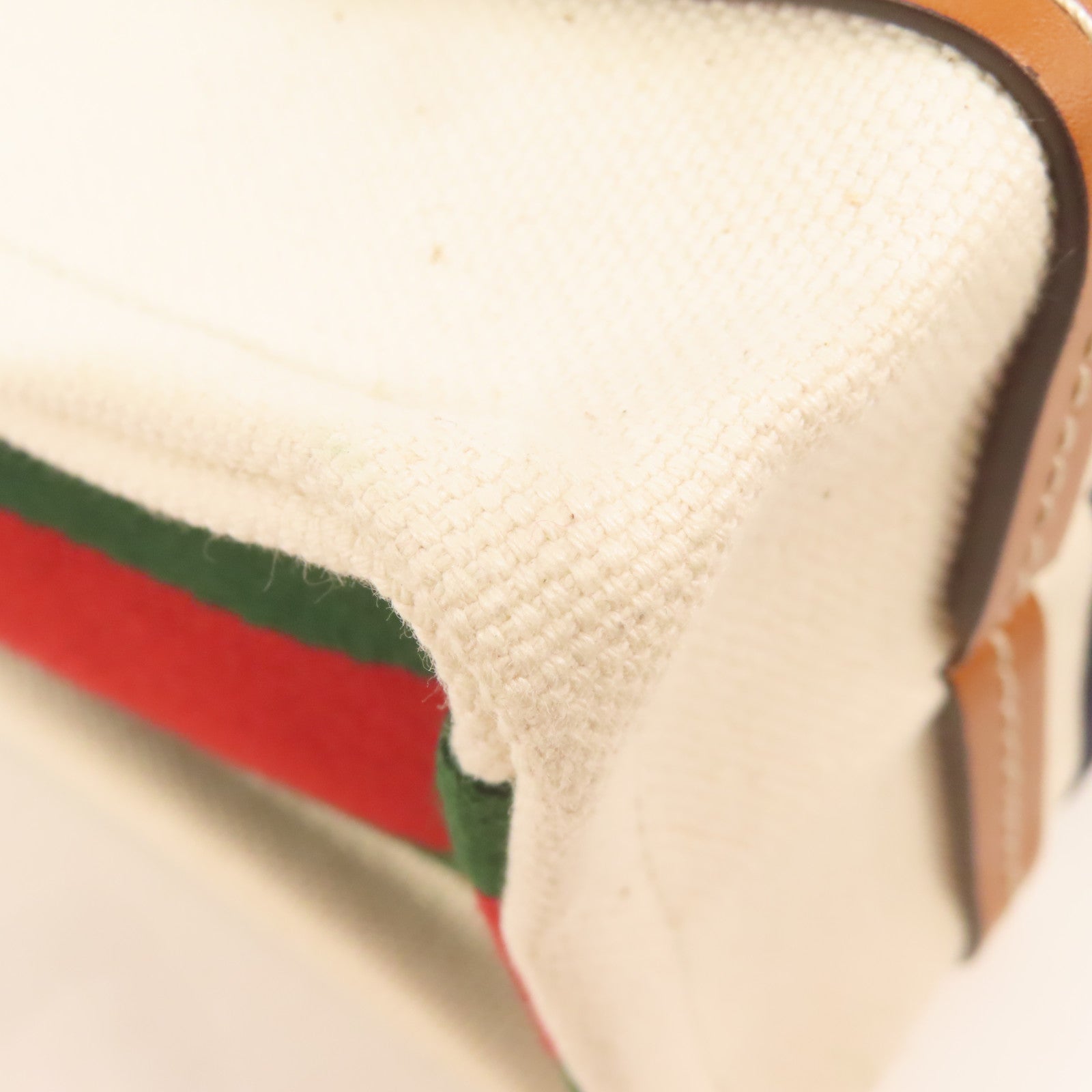 GUCCI GG Interlocking G Mini Tote 2 Way Bag Canvas White/Brown/Navy/Red