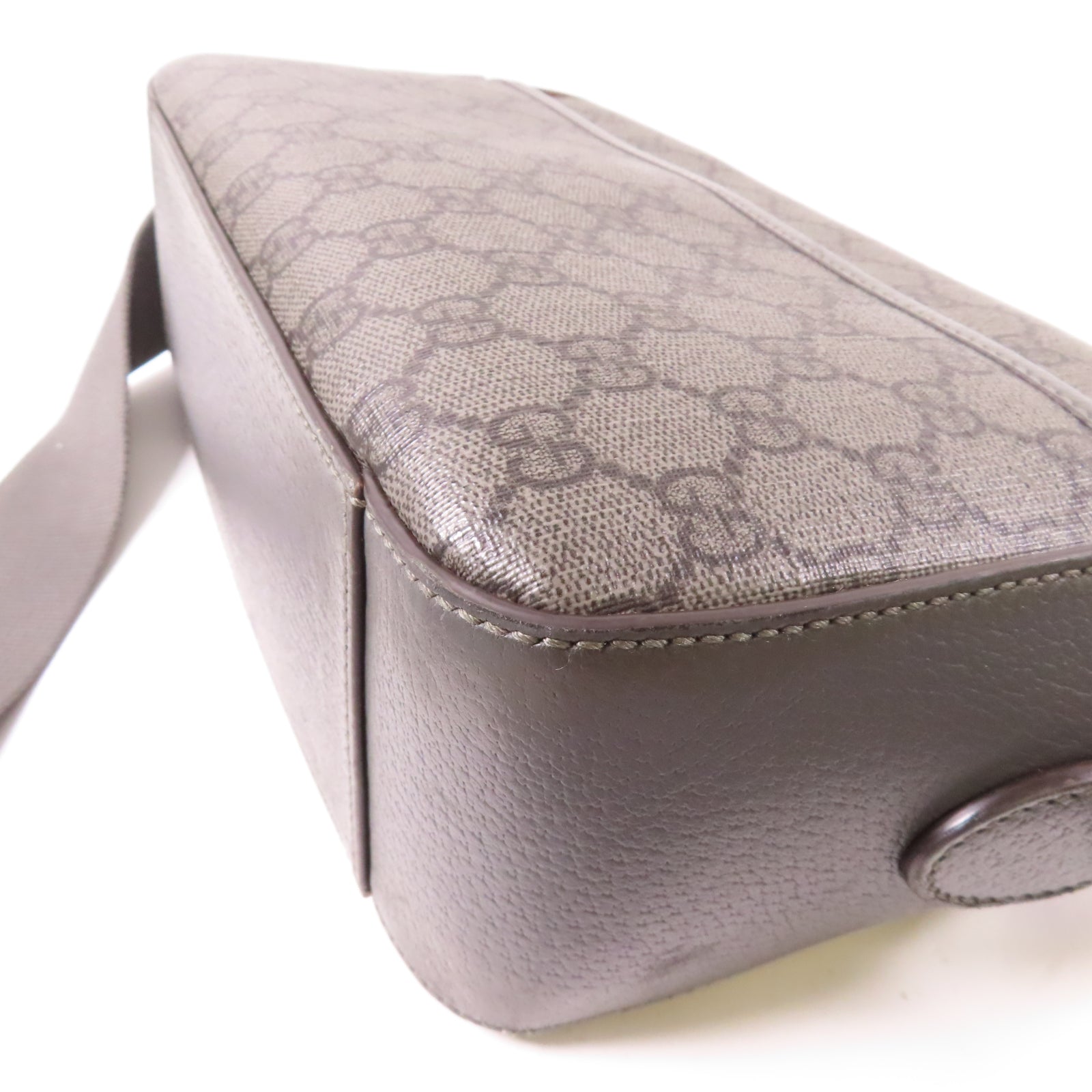 GUCCI 塗層帆布Shoulder Bag銀扣肩背袋灰色