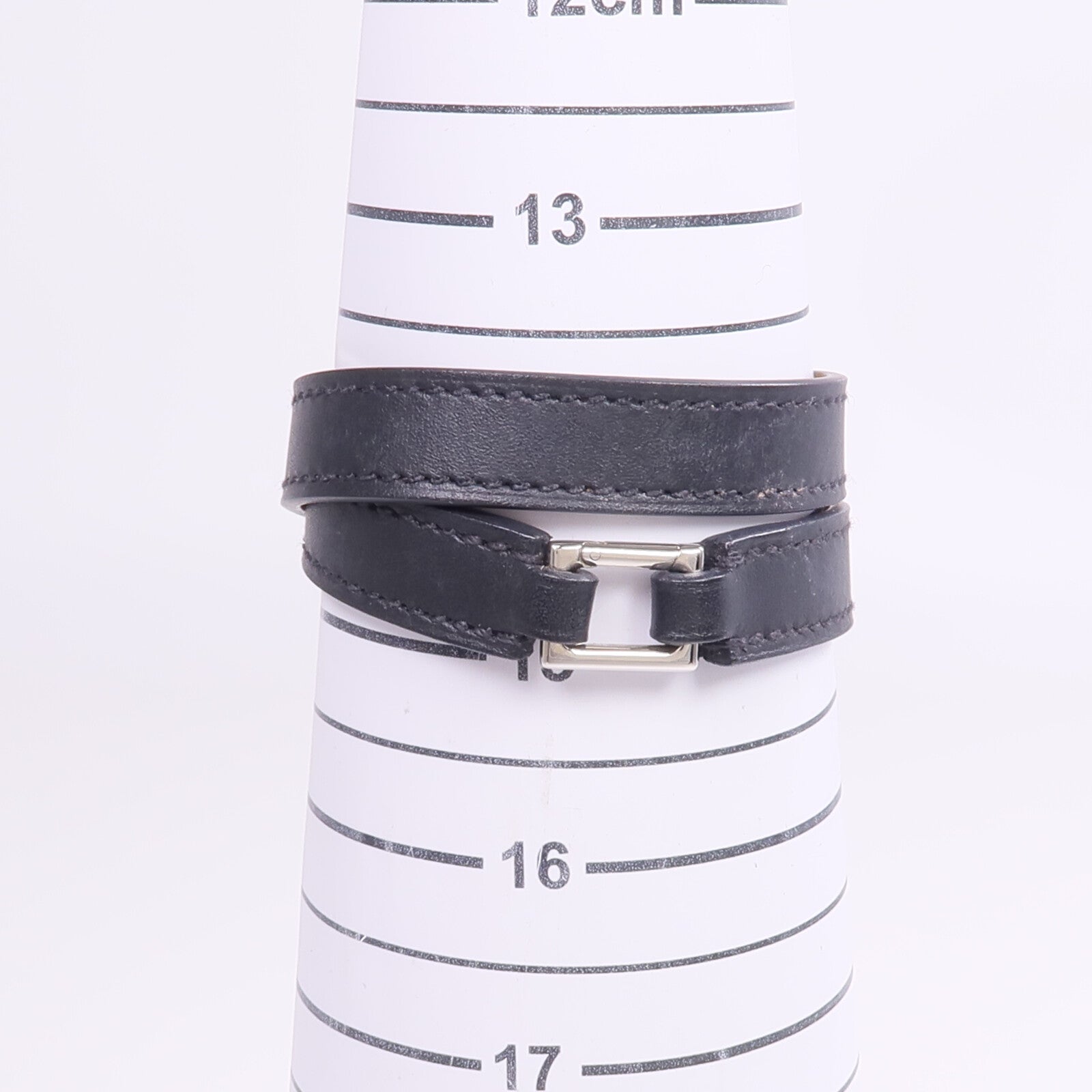HERMES 【激減優惠】Swift皮革Rivale Double Tour Bracelet銀扣手帶Noir