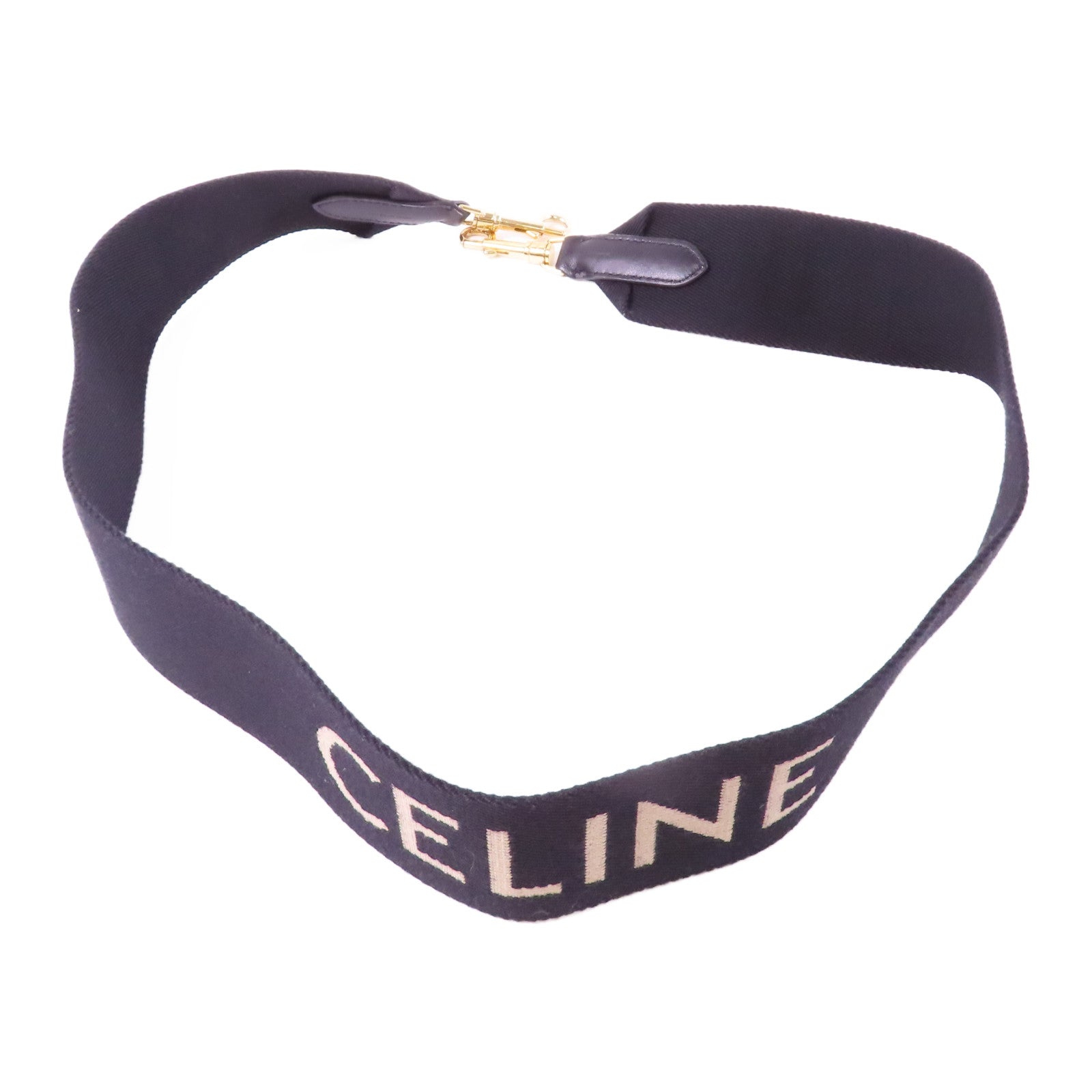 CELINE 帆布Shoulder Strap肩背帶黑色/米色