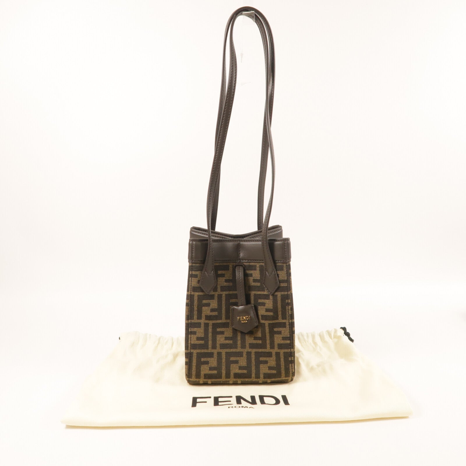 FENDI 帆布Origami Mini FF金扣肩背袋