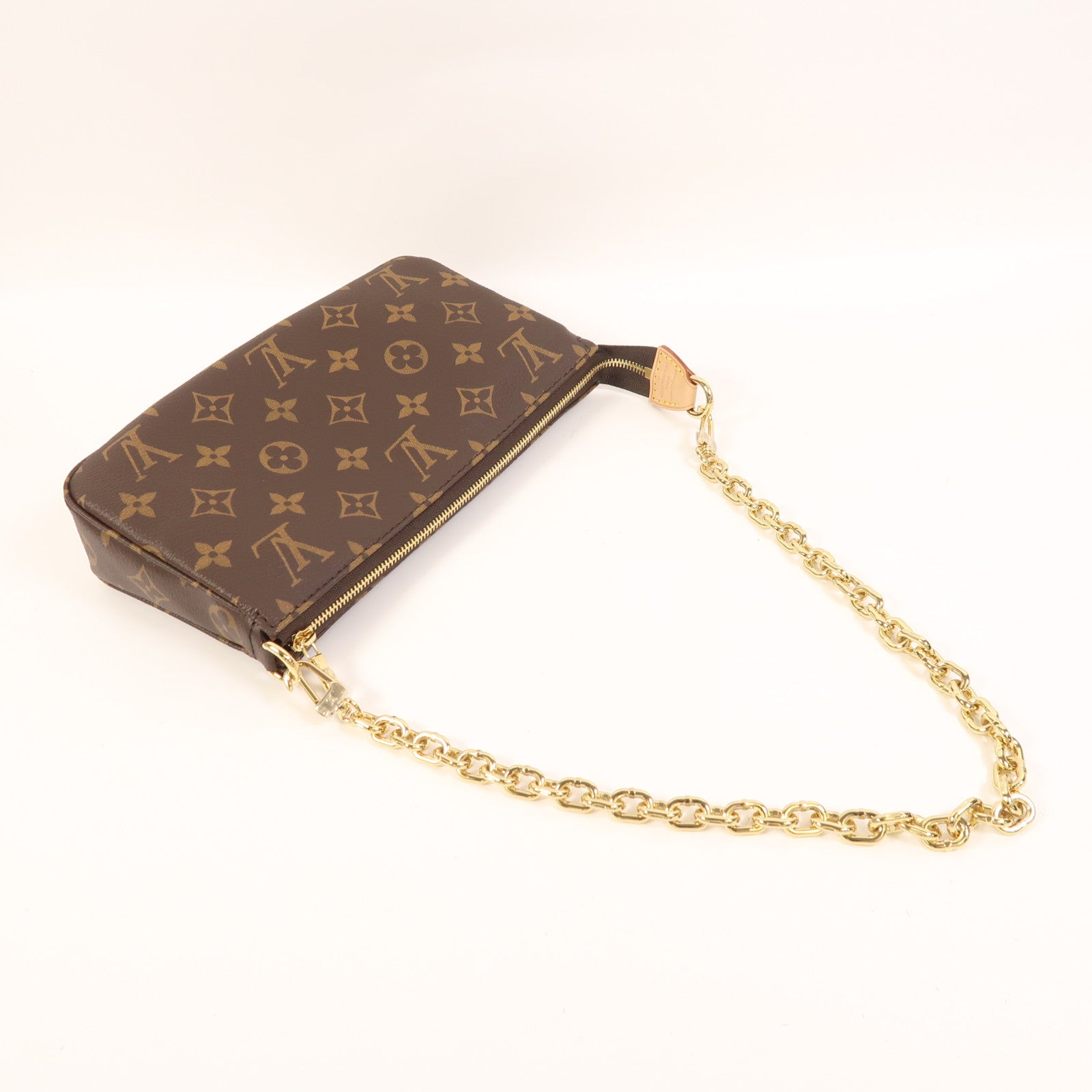 LOUIS VUITTON Monogram Pochette Accessoires金扣鏈帶肩背袋