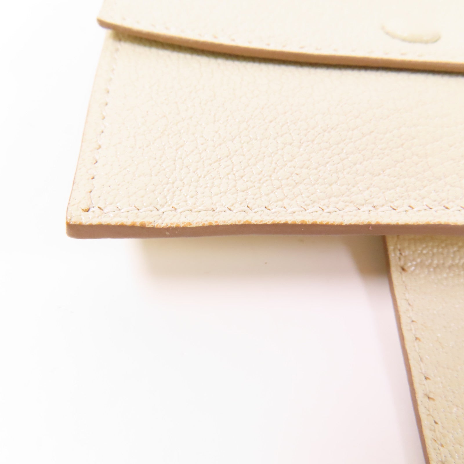 HERMES 【激減優惠】Chevre皮革Mini Bearn Wallet金扣錢包Mushroom