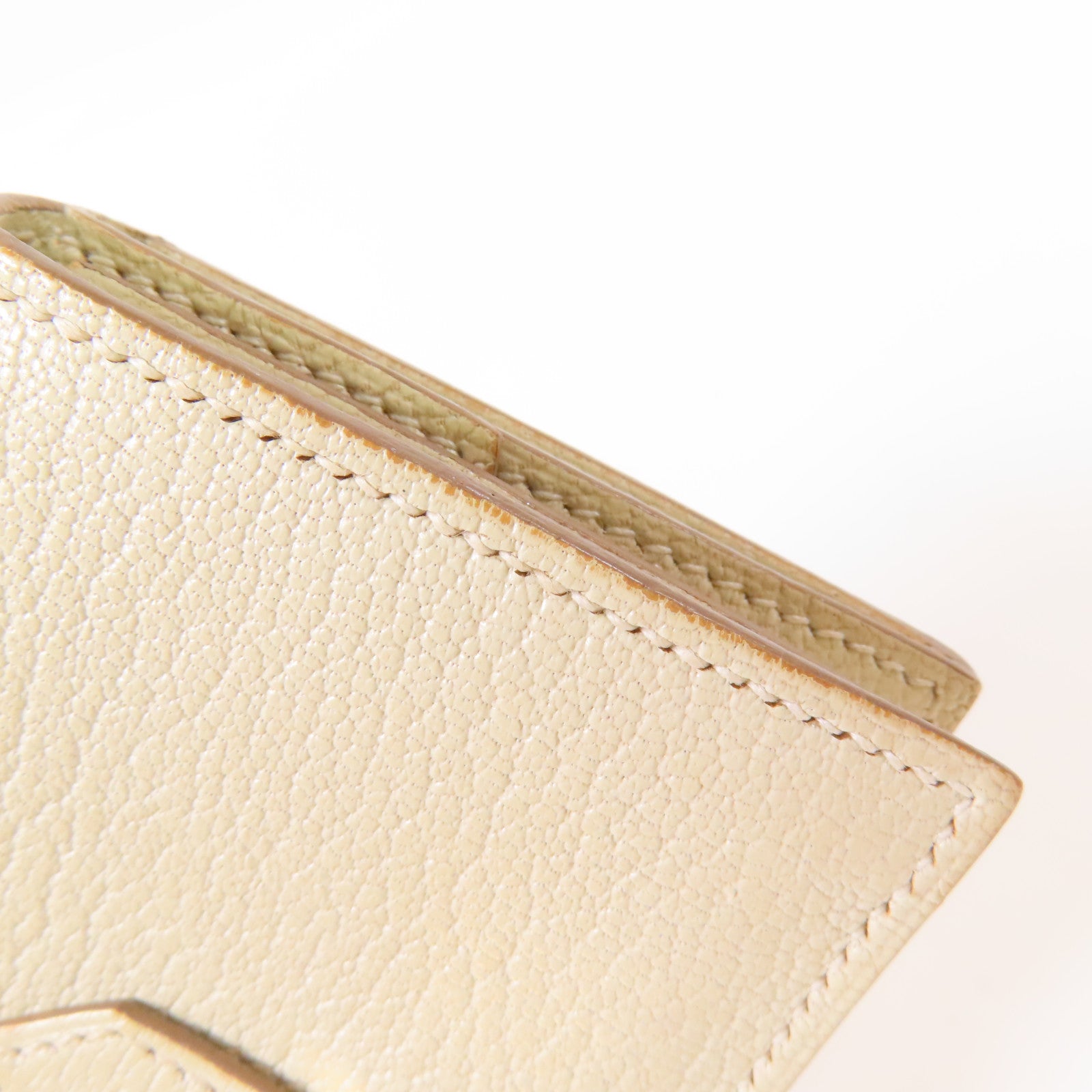 HERMES 【激減優惠】Chevre皮革Mini Bearn Wallet金扣錢包Mushroom