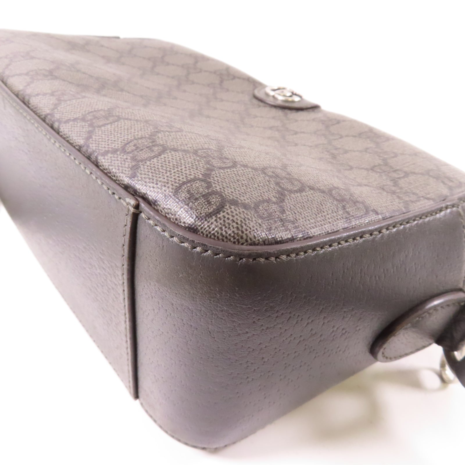 GUCCI 塗層帆布Shoulder Bag銀扣肩背袋灰色