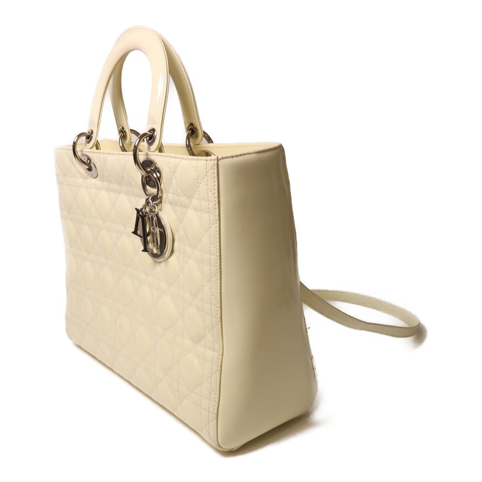 Dior 漆皮皮革Lady Dior Shoulder手挽肩背兩用袋