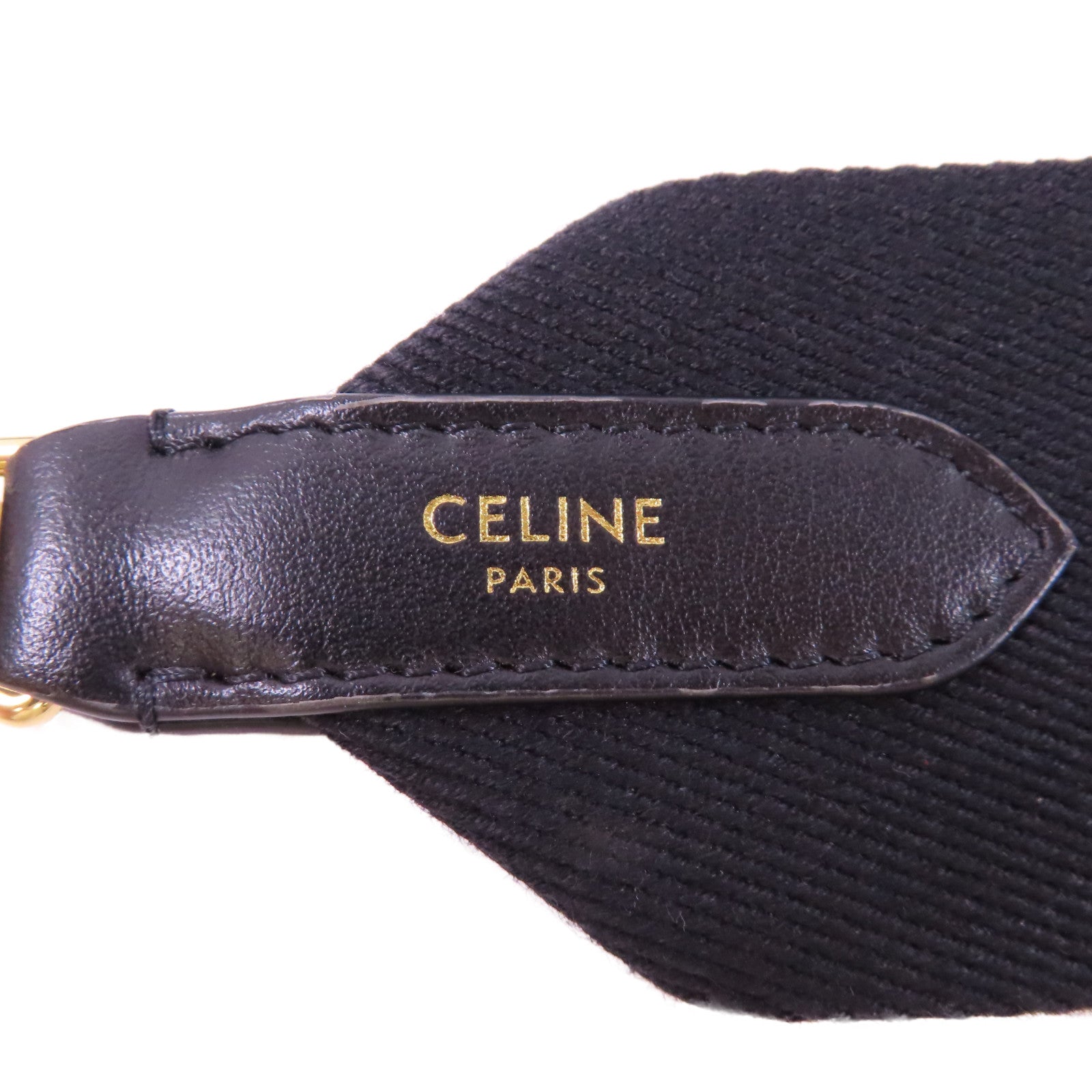 CELINE 帆布Shoulder Strap肩背帶黑色/米色