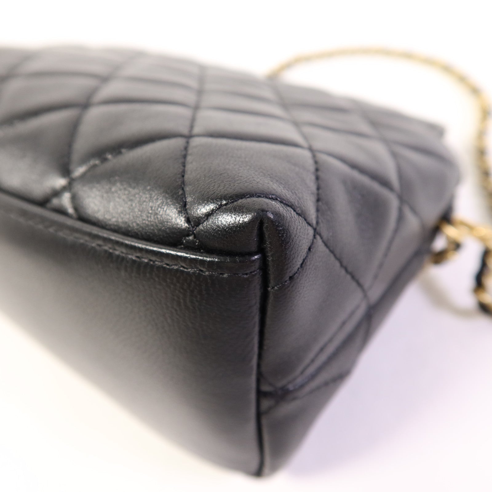 CHANEL 羊皮皮革Handbag金扣手挽袋