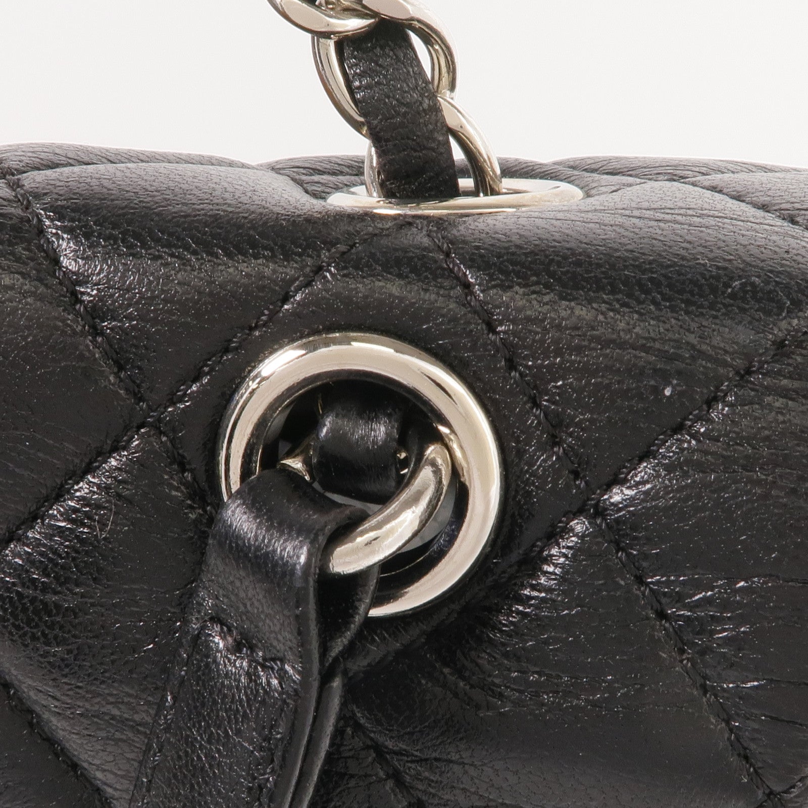 CHANEL 羊皮皮革Backpack銀扣背包