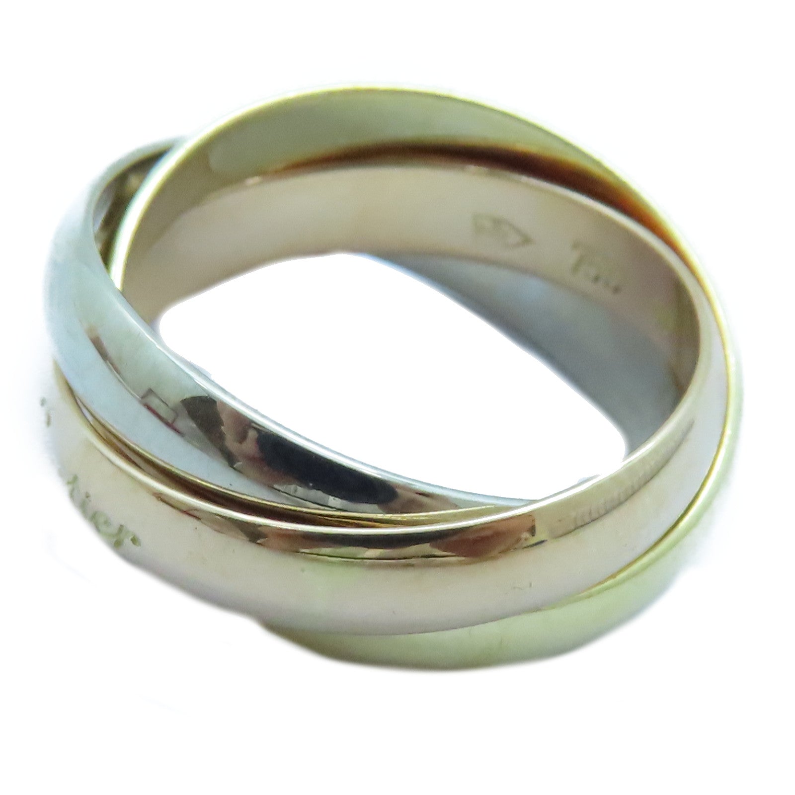 CARTIER 18K黃金/白金/玫瑰金Trinity戒指Cartier#50/US#5.25