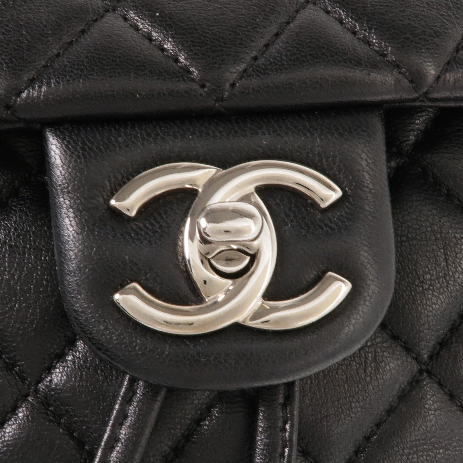 CHANEL 羊皮皮革Backpack銀扣背包