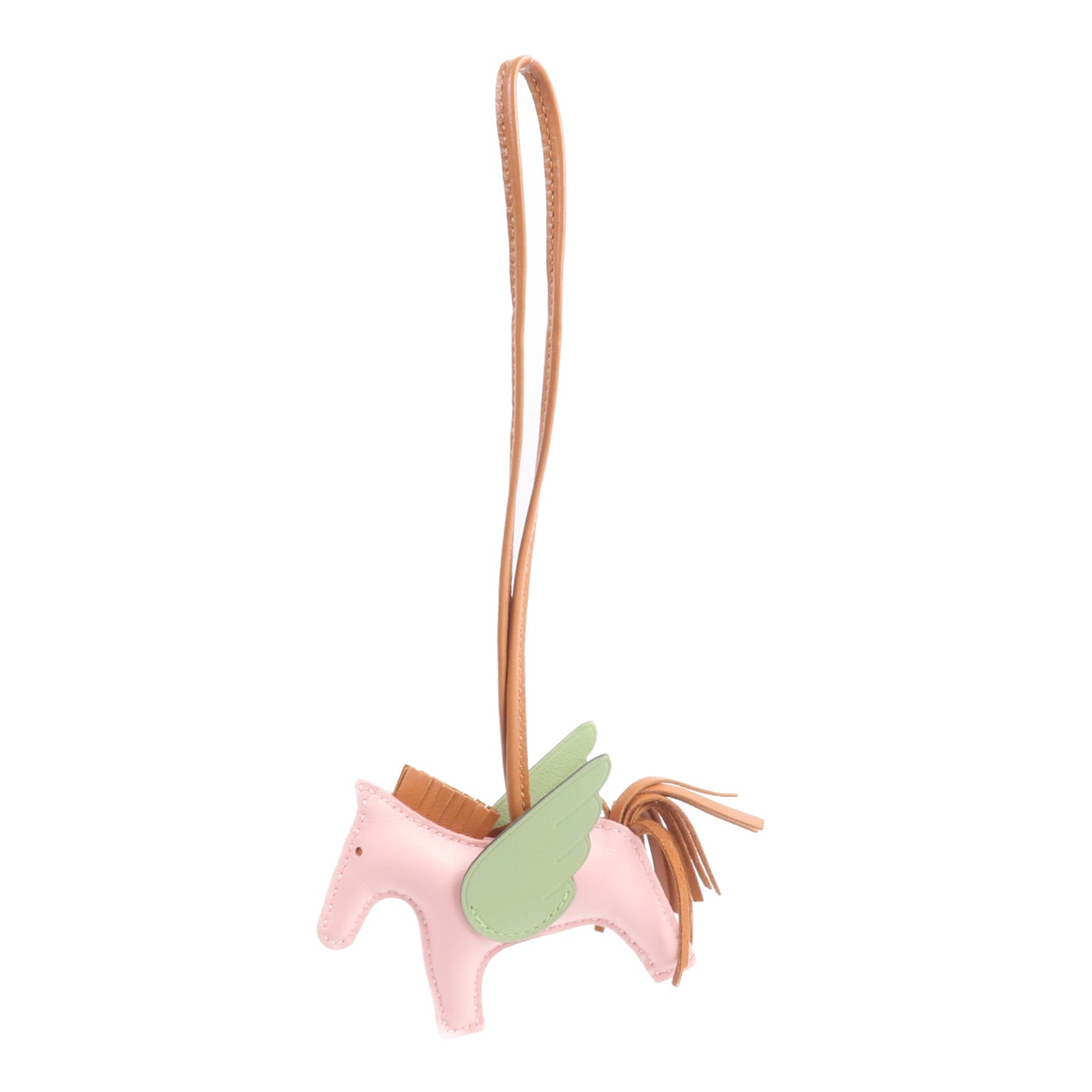 HERMES Milo/Swift皮革Rodeo Pegase PM掛飾Rose Sakura/Gold/Criquet