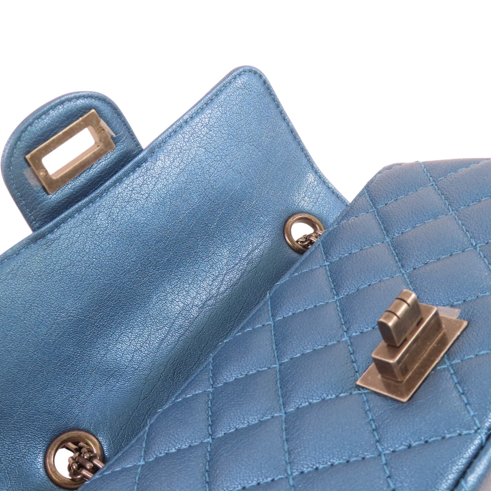 CHANEL 牛皮皮革Mini 2.55 Chain Shoulder銀扣鏈帶肩背袋