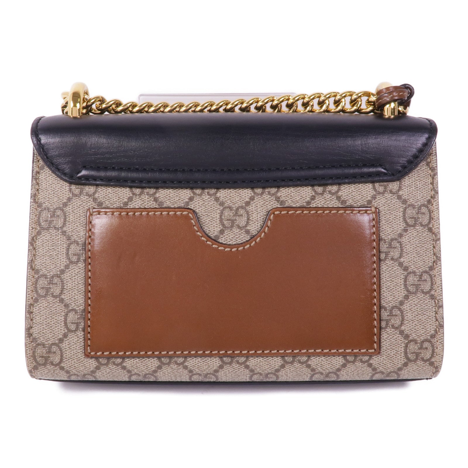 GUCCI 塗層帆布/皮革Padlock Small金扣鏈帶肩背袋