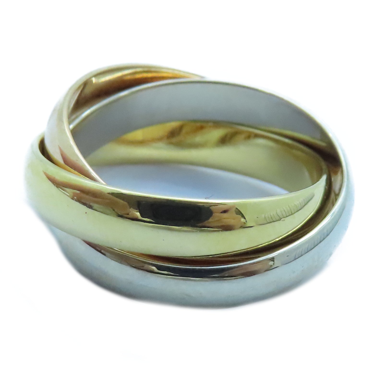 CARTIER 18K黃金/白金/玫瑰金Trinity戒指Cartier#50/US#5.25