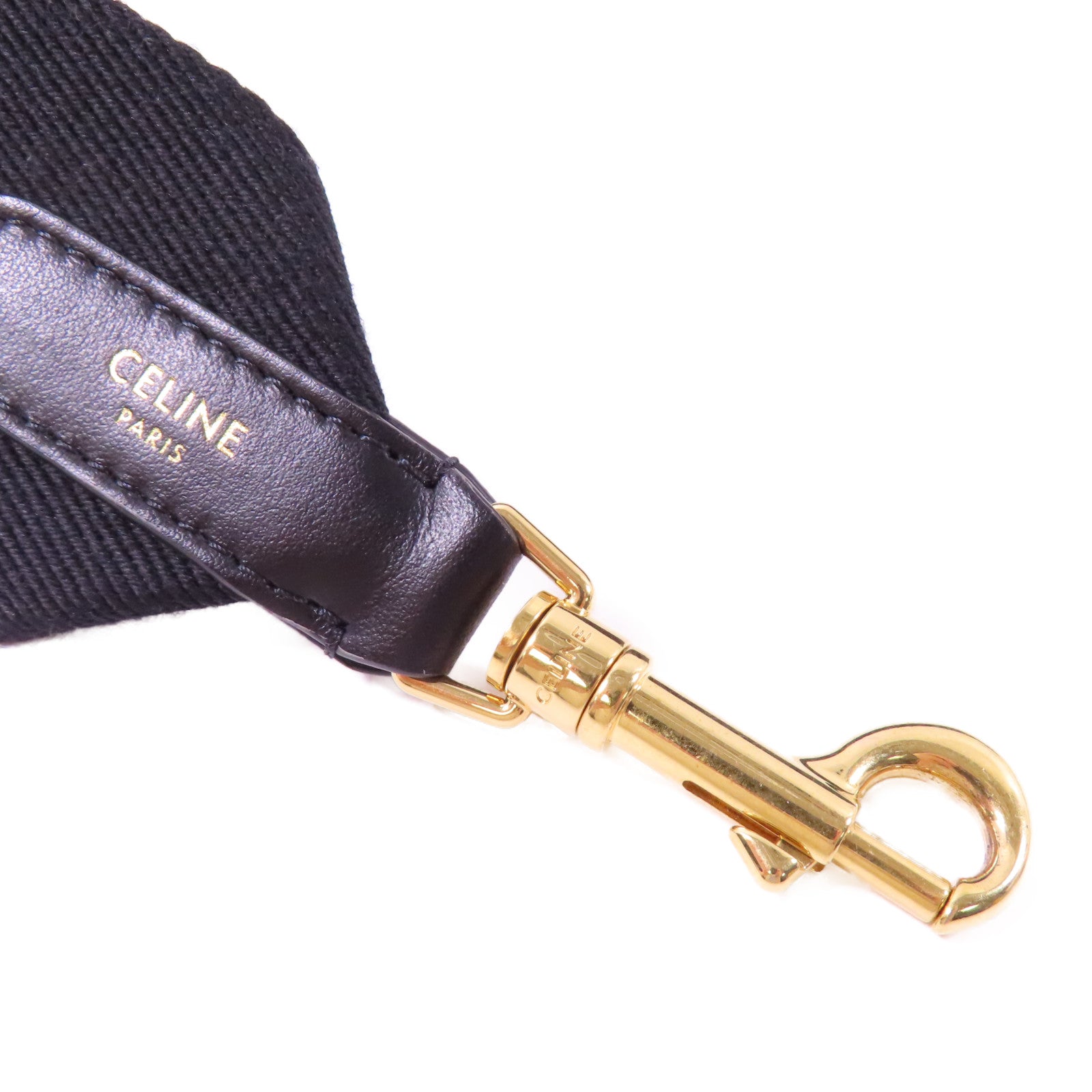 CELINE 帆布Shoulder Strap肩背帶黑色/米色