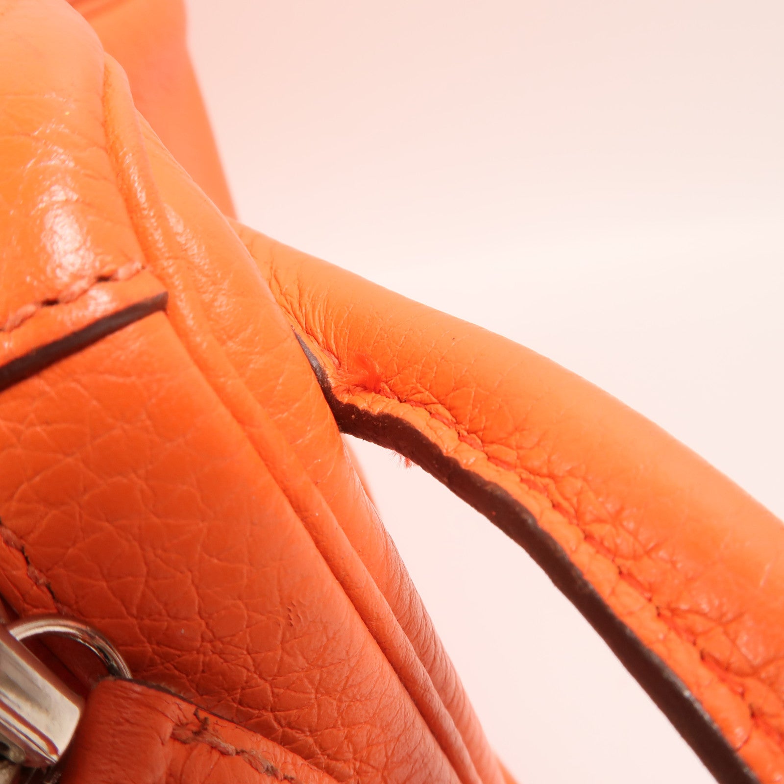 HERMES Clemence皮革Lindy 34銀扣手挽肩背兩用袋Orange Poppy
