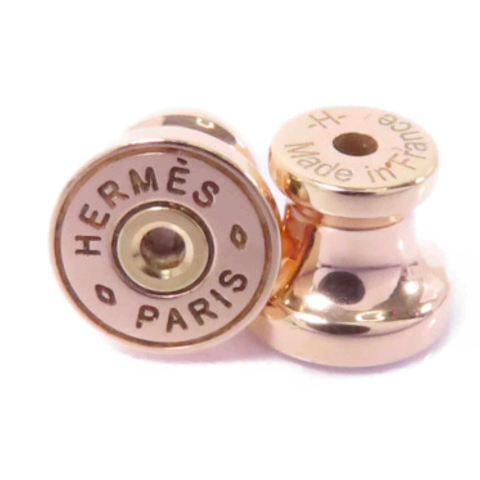 HERMES 金屬Mini Pop H Earrings耳環Rose Sakura金色/粉紅色