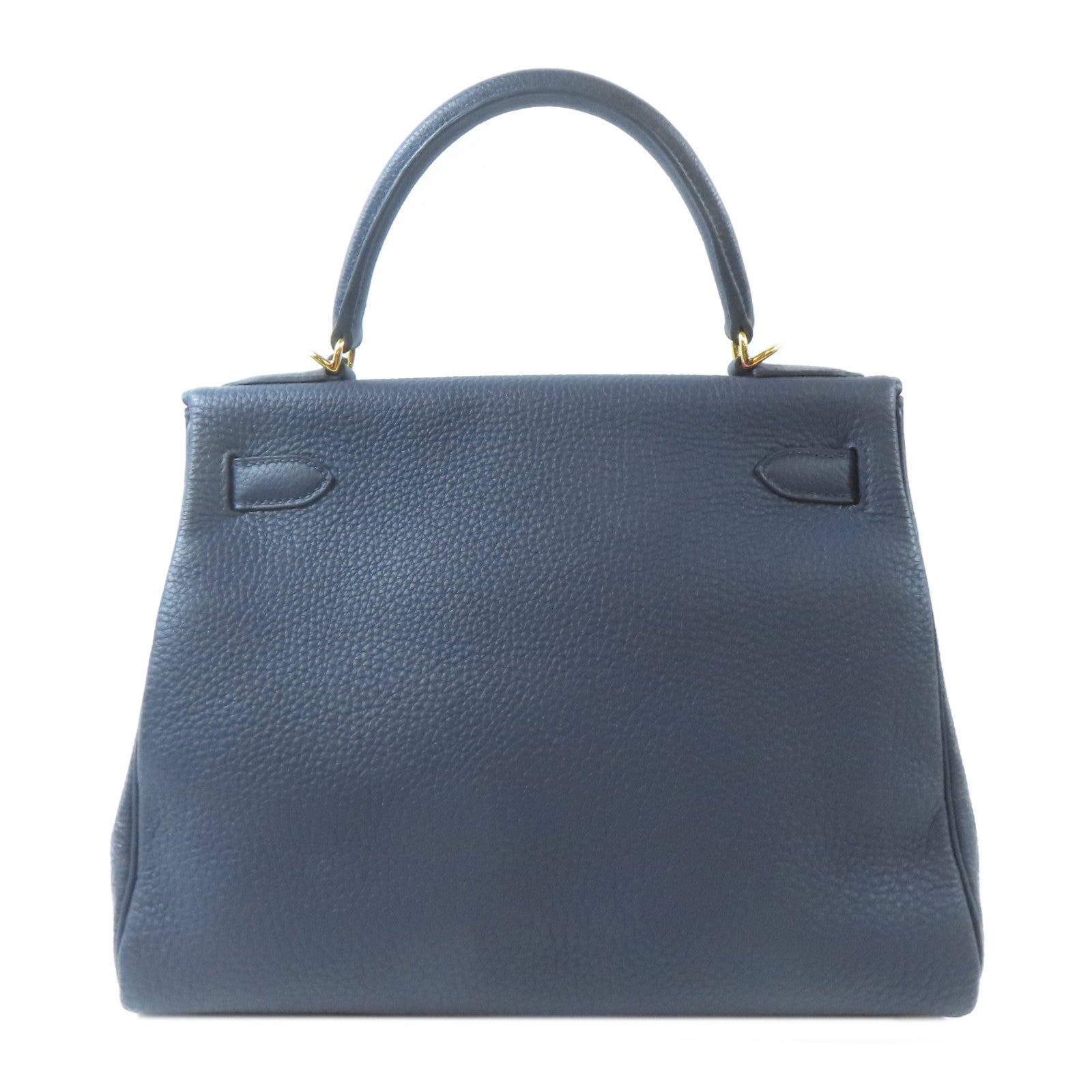 HERMES Togo皮革Kelly 28金扣手挽肩背兩用袋深藍色