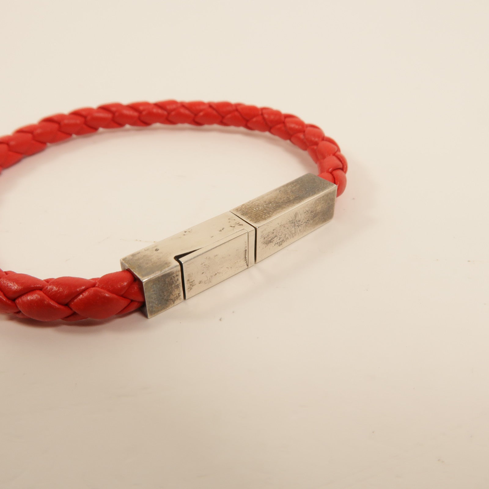 BOTTEGA VENETA 羊皮皮革/925純銀Braided Bracelet手鏈