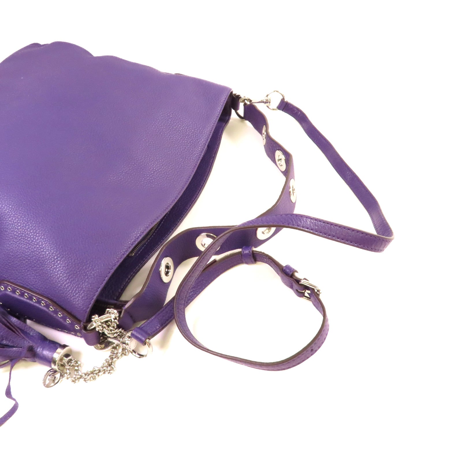 Michael Kors 牛皮皮革2Way Shoulder Bag銀扣手挽肩背兩用袋紫色