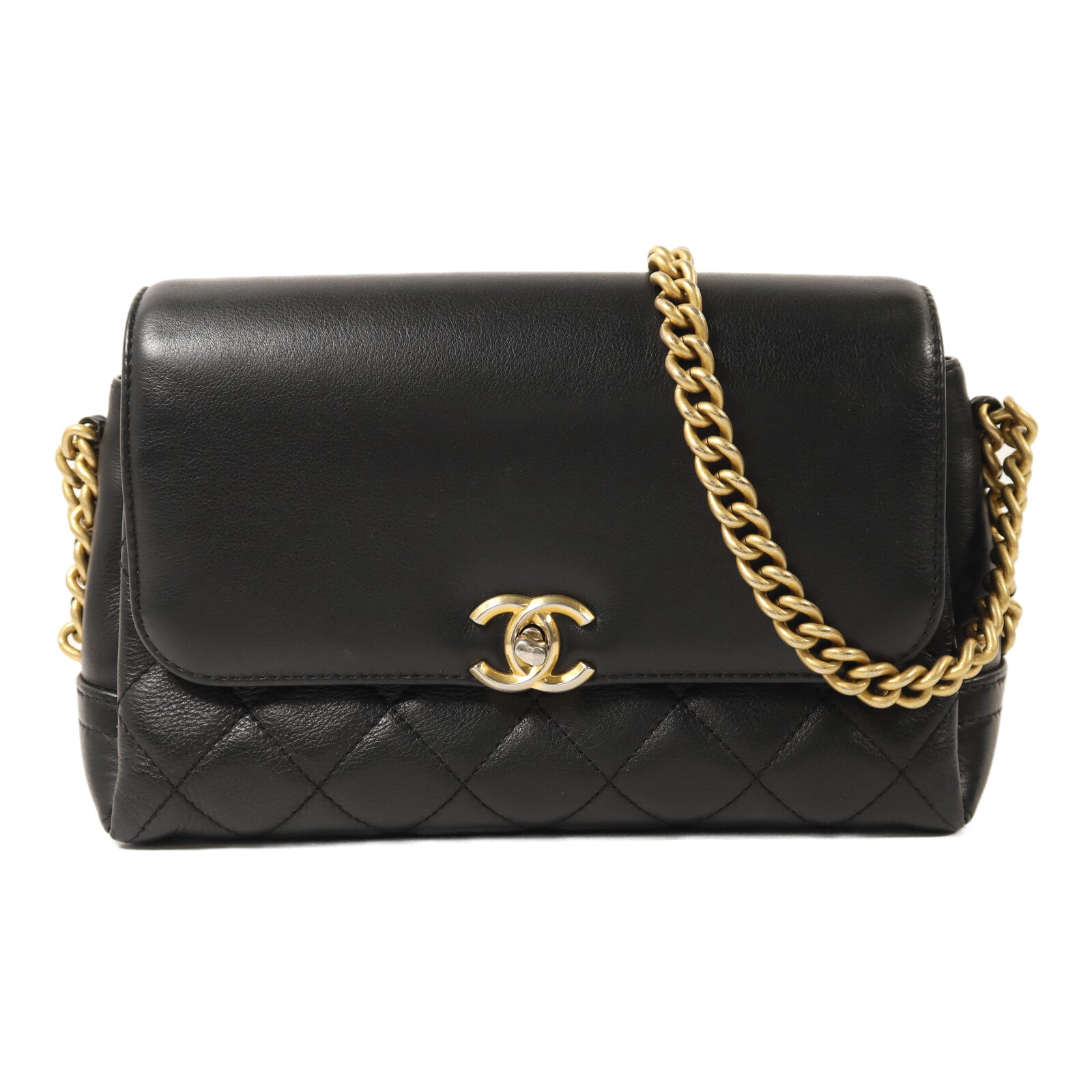 CHANEL 【激減優惠】羊皮皮革Chain Shoulder金扣鏈帶肩背袋