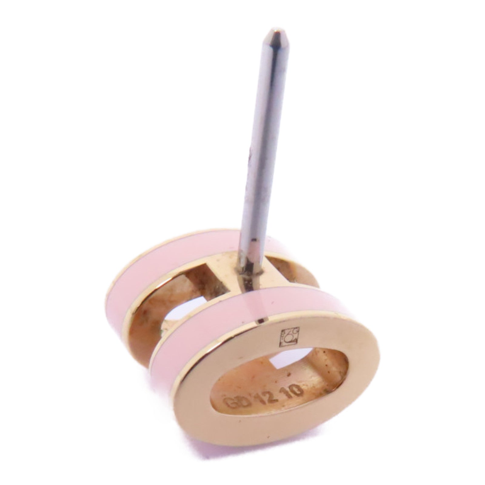 HERMES 金屬Mini Pop H Earrings耳環Rose Sakura金色/粉紅色