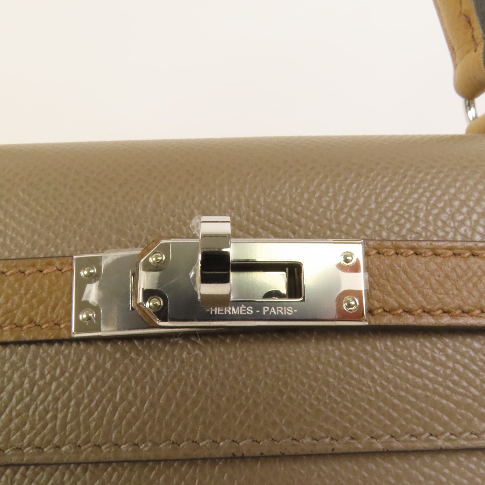 HERMES 【激減優惠】Epsom皮革Kelly 25銀扣手挽肩背兩用袋Etoupe
