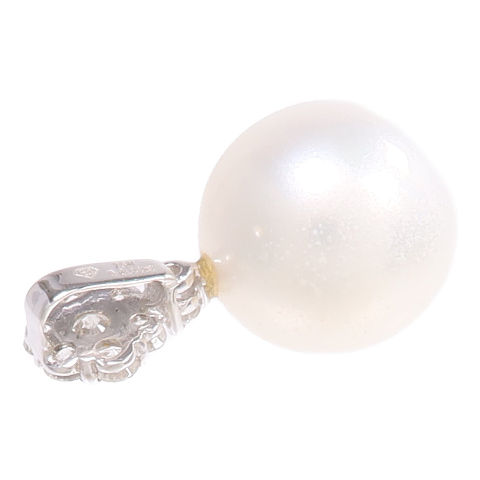 JEWELRY 18K白金Pearl Diamond Pendant Top珍珠/鑽石吊墜