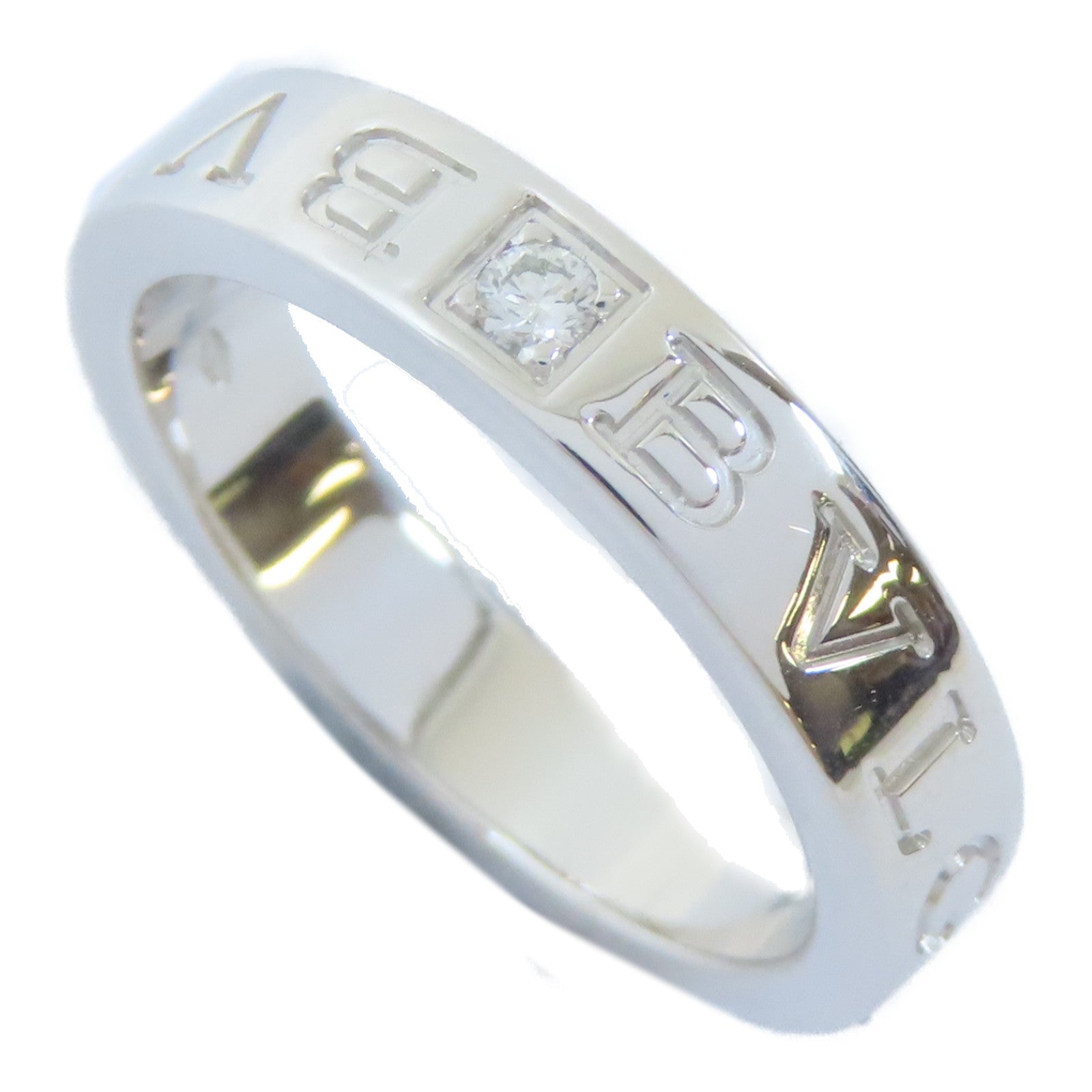 BVLGARI 18K白金Bvlgari Bvlgari Logo Ring鑽石戒指US#6.75