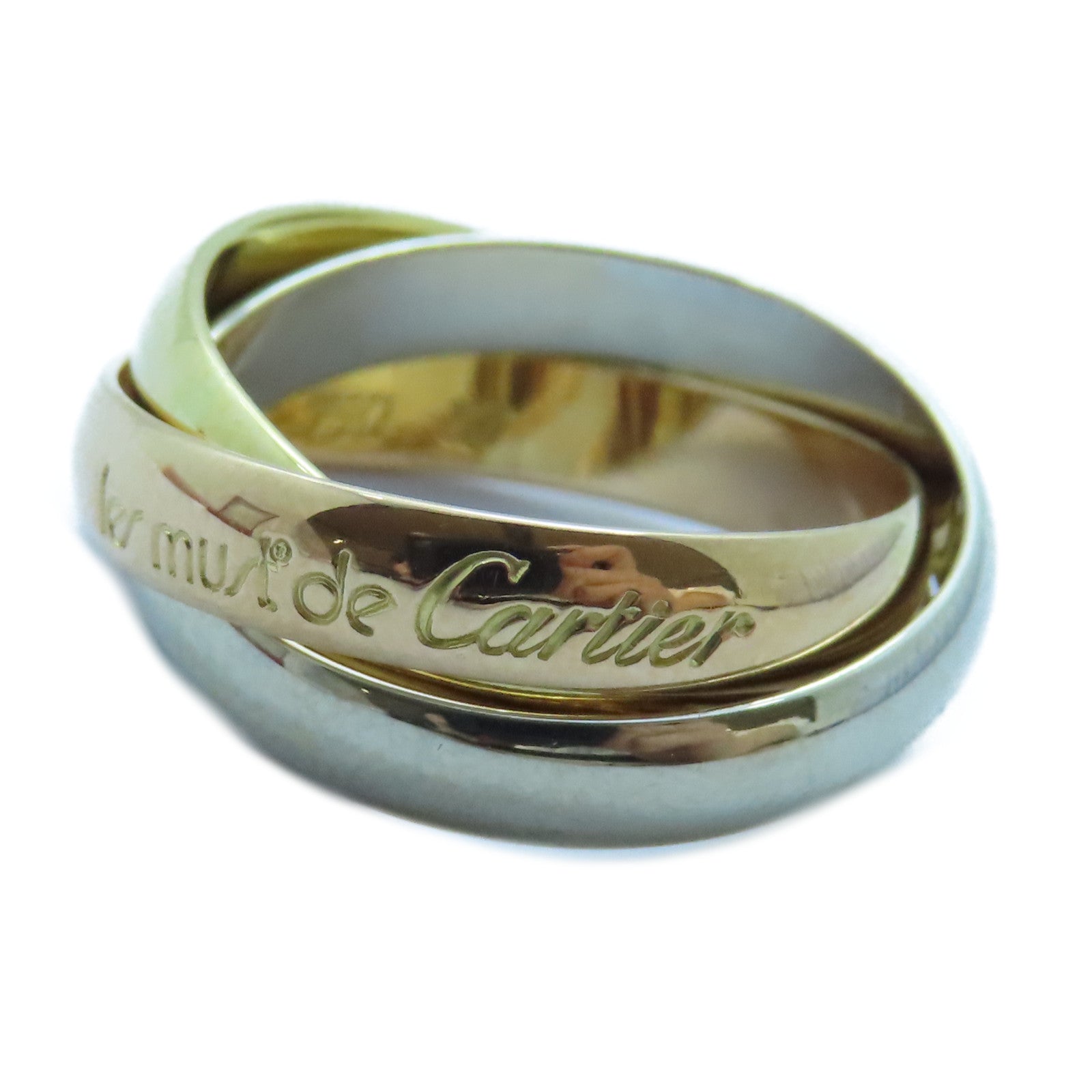 CARTIER 18K黃金/白金/玫瑰金Trinity戒指Cartier#50/US#5.25