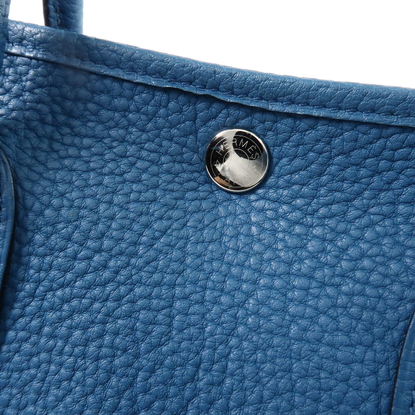 HERMES Clemence皮革Garden Party TPM手挽袋Cobalt