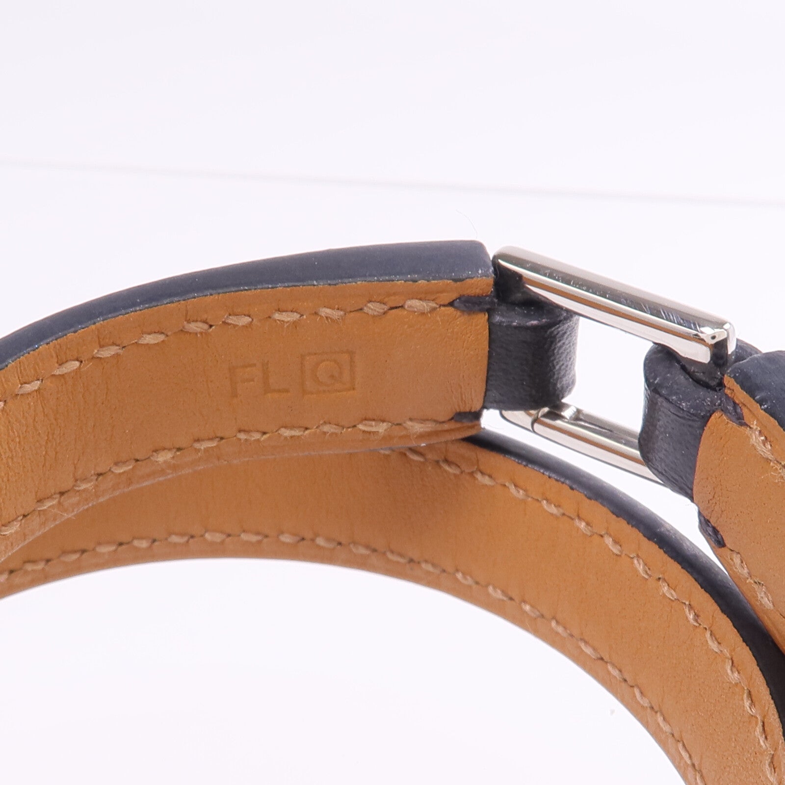 HERMES 【激減優惠】Swift皮革Rivale Double Tour Bracelet銀扣手帶Noir