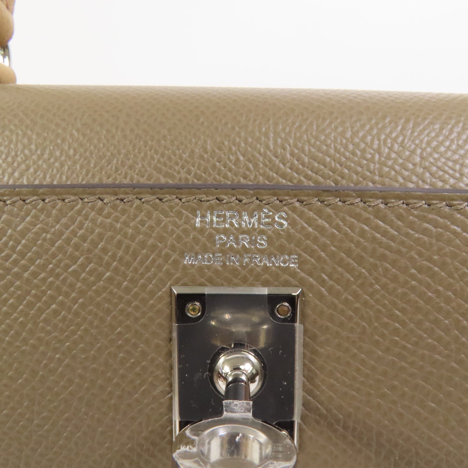 HERMES 【激減優惠】Epsom皮革Kelly 25銀扣手挽肩背兩用袋Etoupe