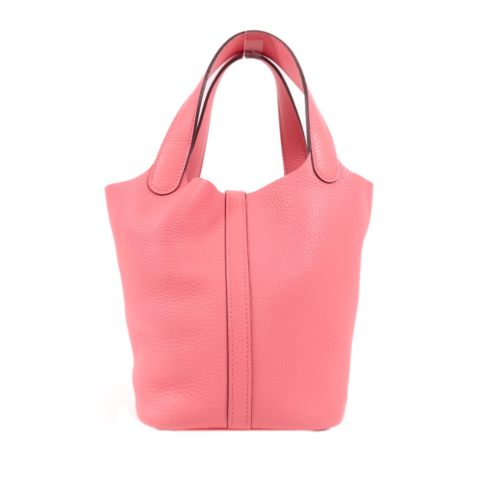 HERMES Clemence皮革Picotin PM銀扣手挽袋Rose Azalee