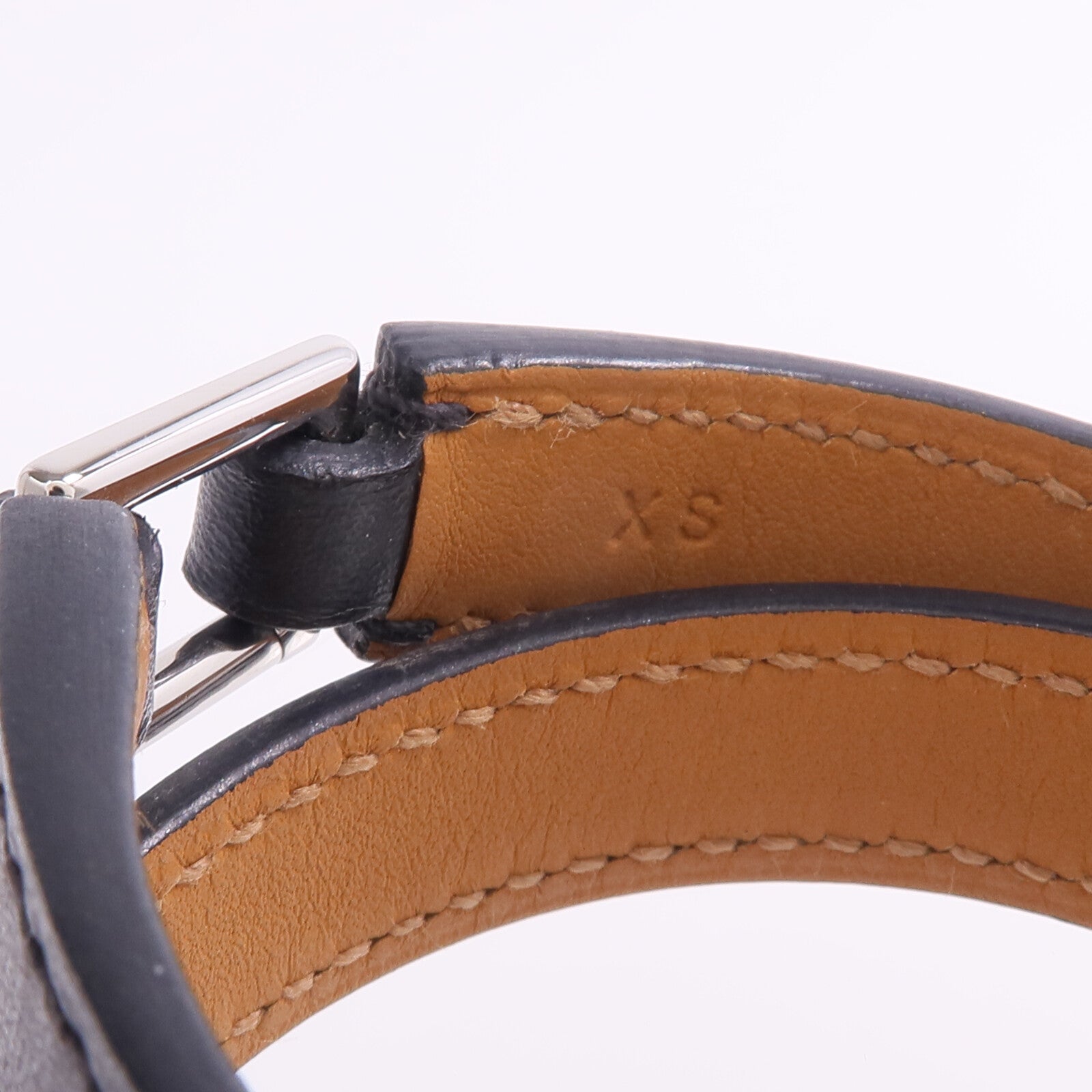 HERMES 【激減優惠】Swift皮革Rivale Double Tour Bracelet銀扣手帶Noir