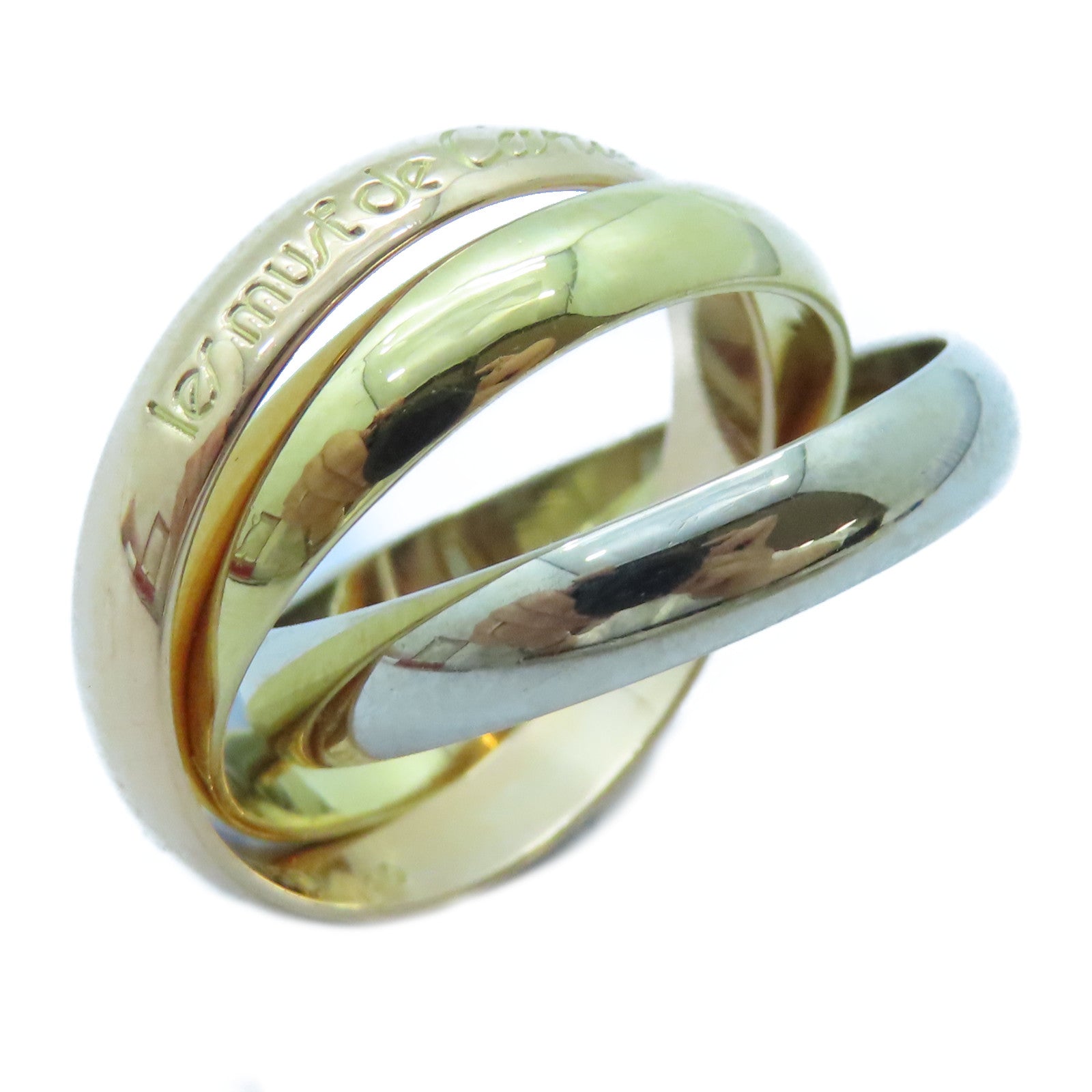 CARTIER 18K黃金/白金/玫瑰金Trinity戒指Cartier#50/US#5.25