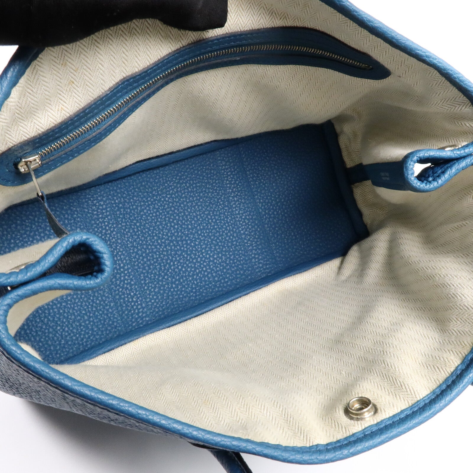 HERMES Clemence皮革Garden Party TPM手挽袋Cobalt