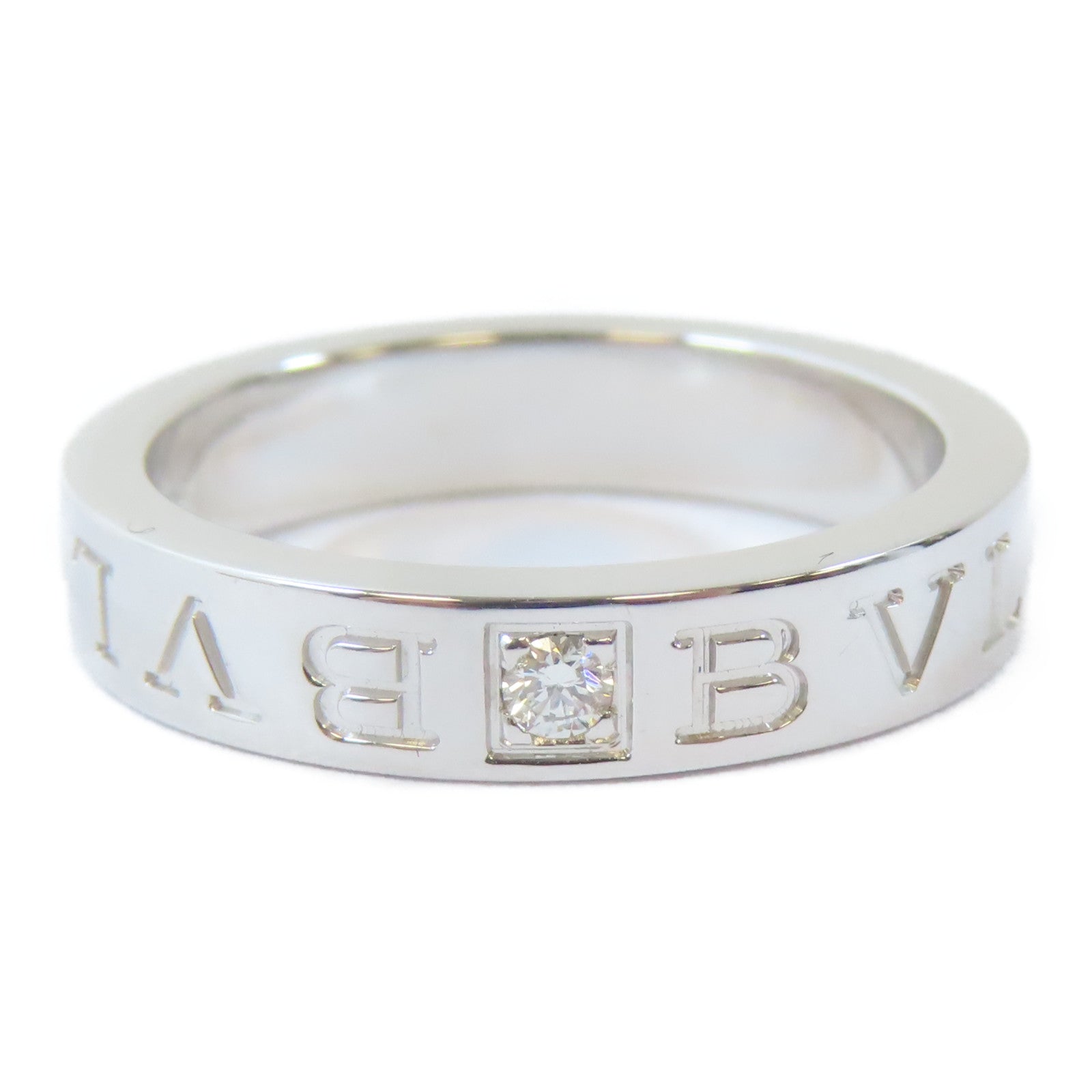 BVLGARI 18K白金Bvlgari Bvlgari Logo Ring鑽石戒指US#6.75