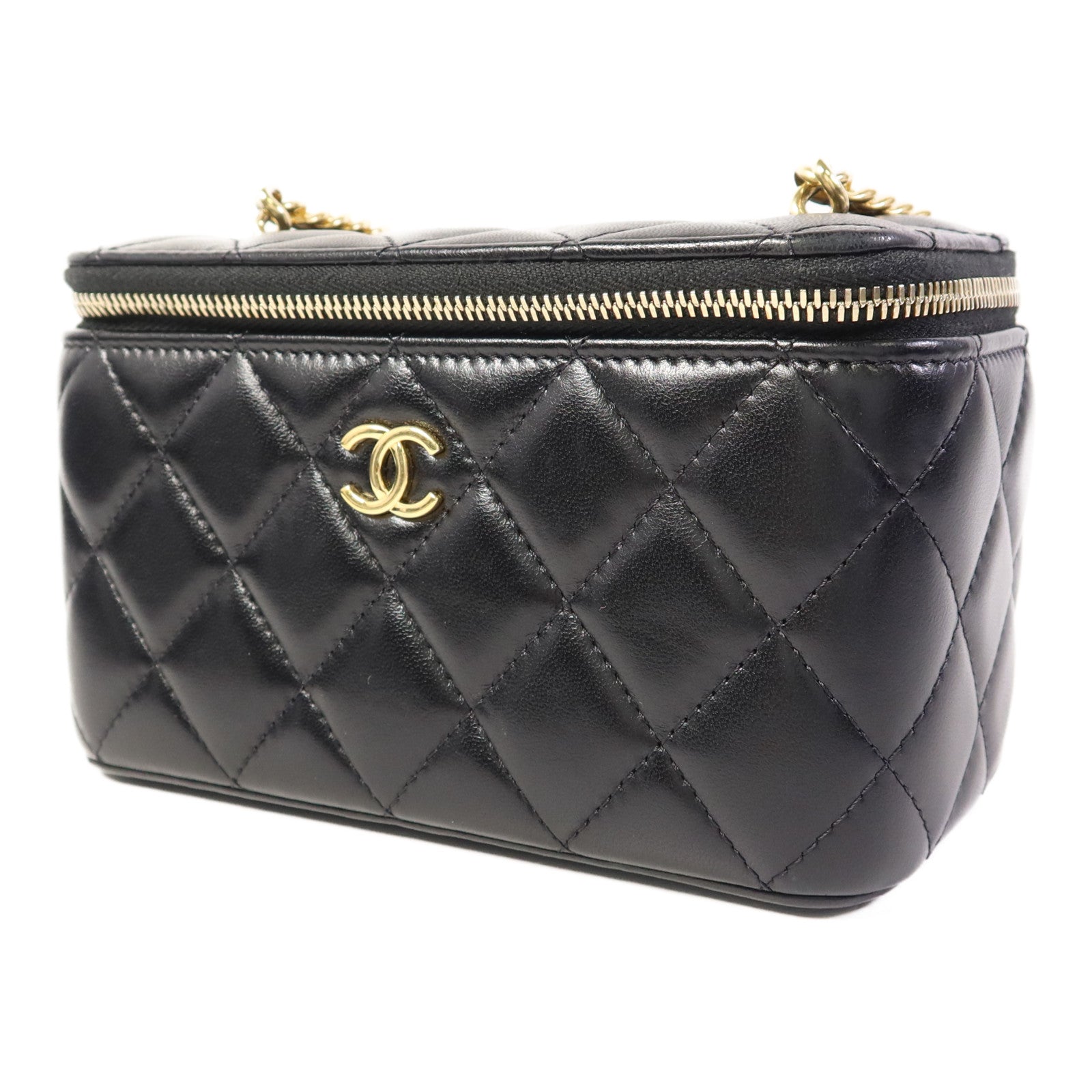 CHANEL 羊皮皮革Vanity Bag金扣鏈帶肩背袋