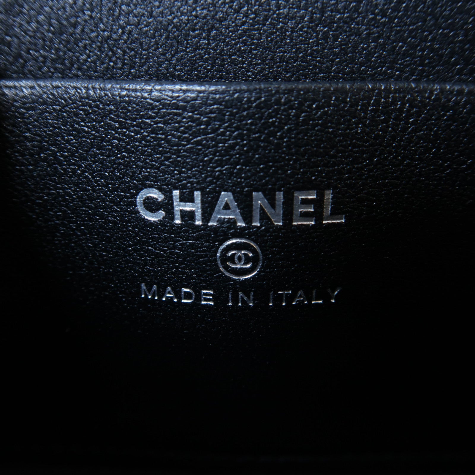 CHANEL 菱格羊皮皮革Card Case銀扣卡片套黑色