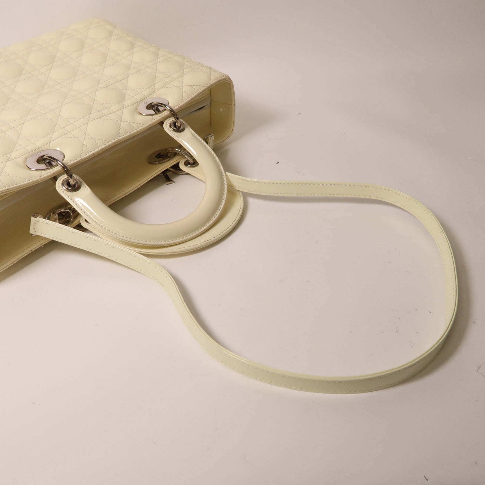Dior 漆皮皮革Lady Dior Shoulder手挽肩背兩用袋