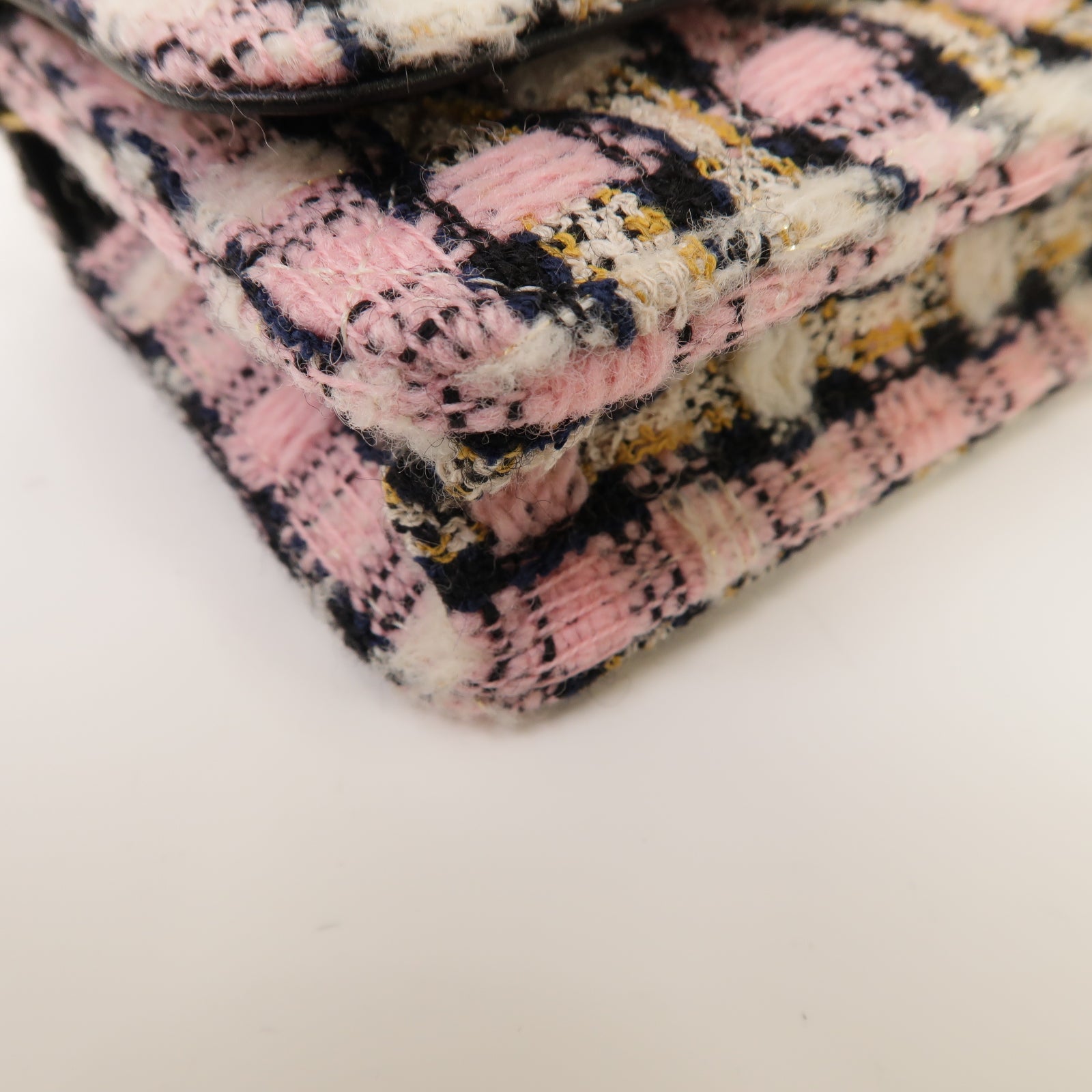 CHANEL 斜紋軟呢Chain Shoulder Bag金扣鏈帶肩背袋粉紅色