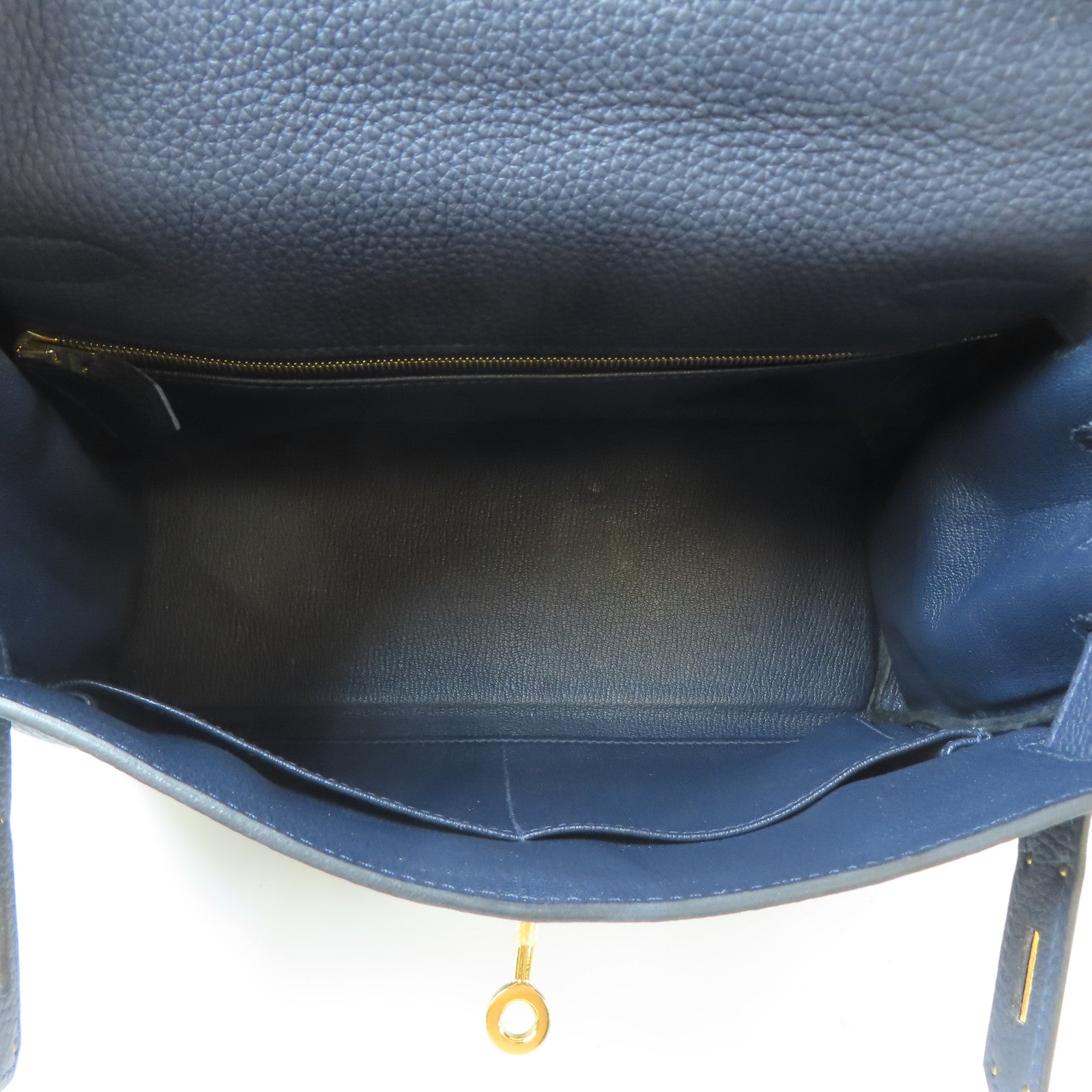 HERMES Togo皮革Kelly 28金扣手挽肩背兩用袋深藍色